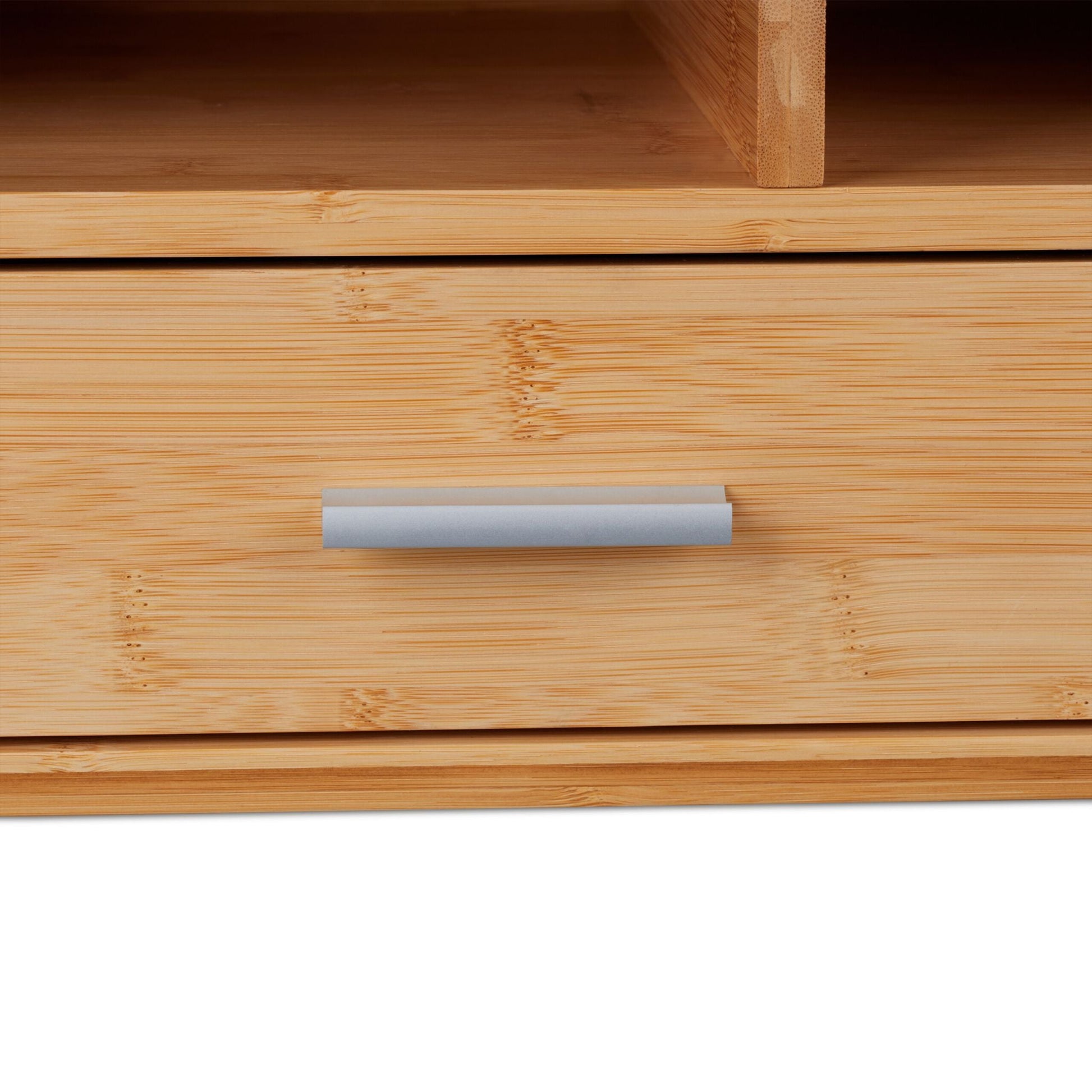 Schreibtisch Organizer mit Schublade Hellbraun-Silber von Relaxdays