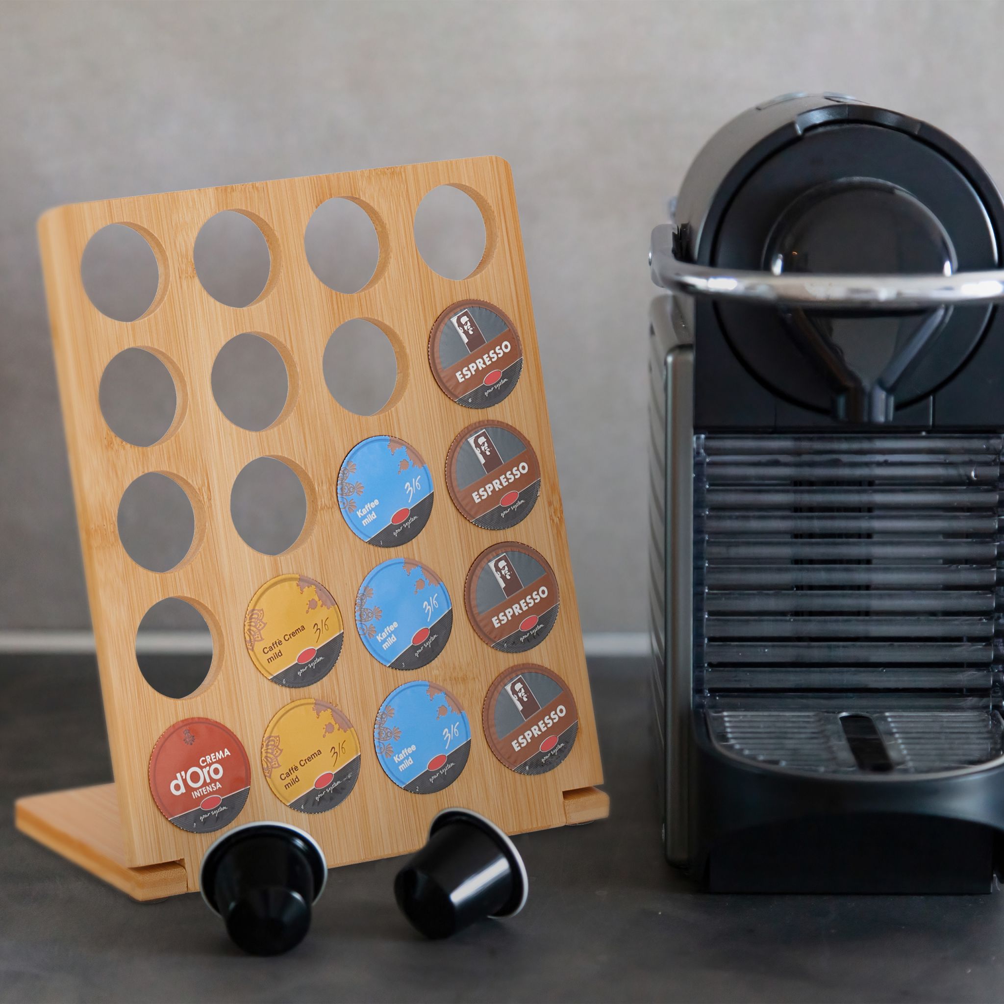Cafissimo Kapselhalter für 20 Kapseln Hellbraun von Relaxdays