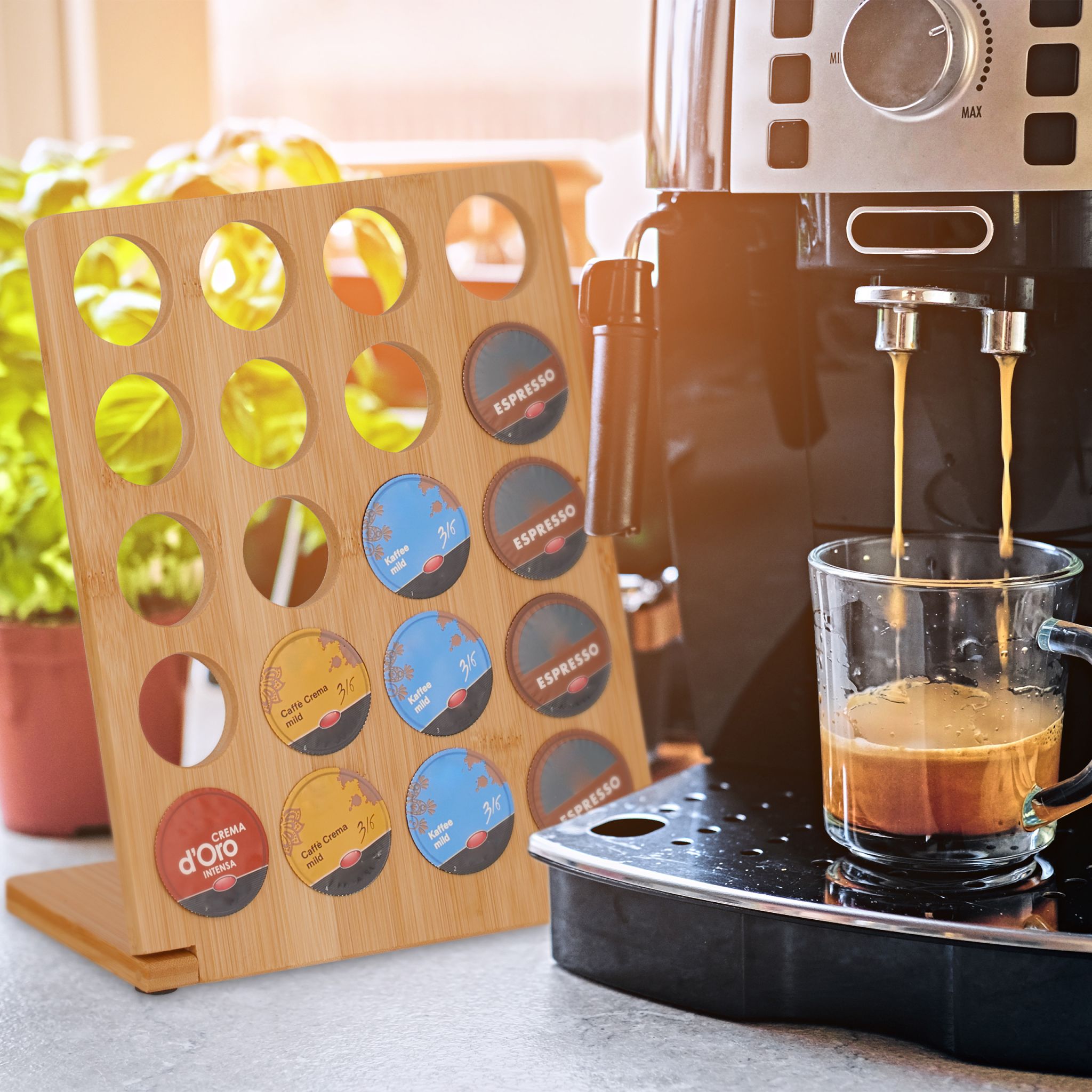 Cafissimo Kapselhalter für 20 Kapseln Hellbraun von Relaxdays