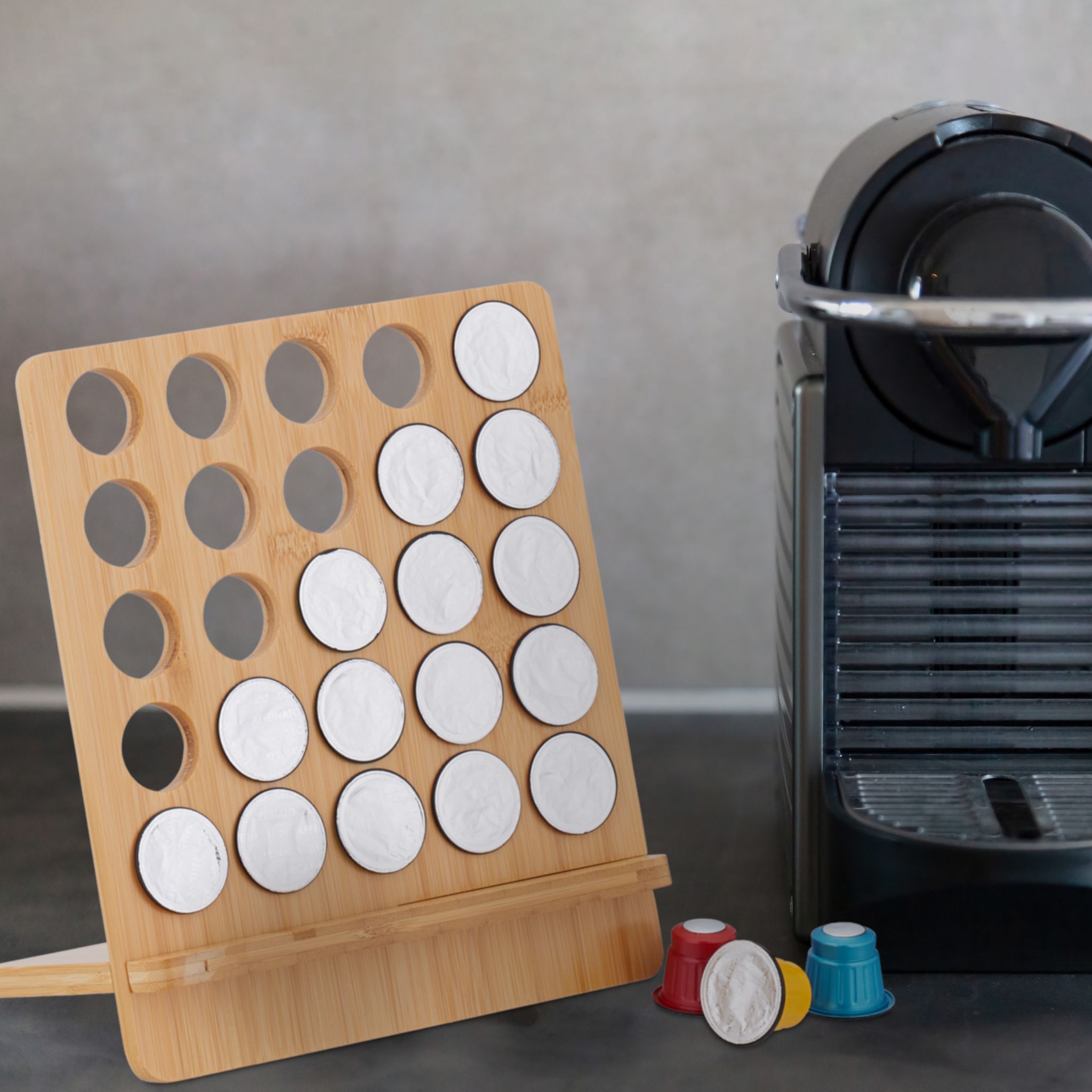 Nespresso Kapselhalter für 25 Kapseln Hellbraun von Relaxdays
