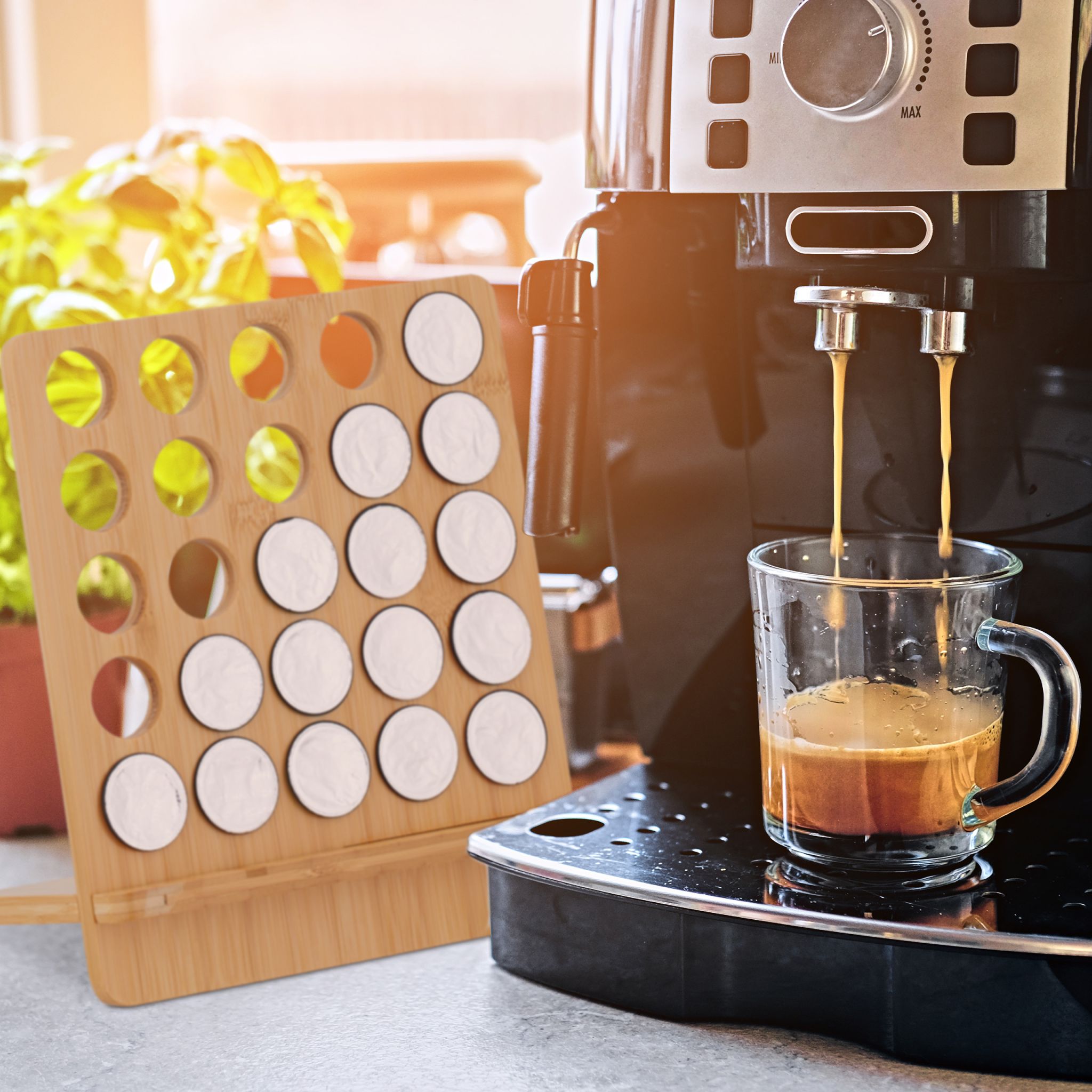 Nespresso Kapselhalter für 25 Kapseln Hellbraun von Relaxdays