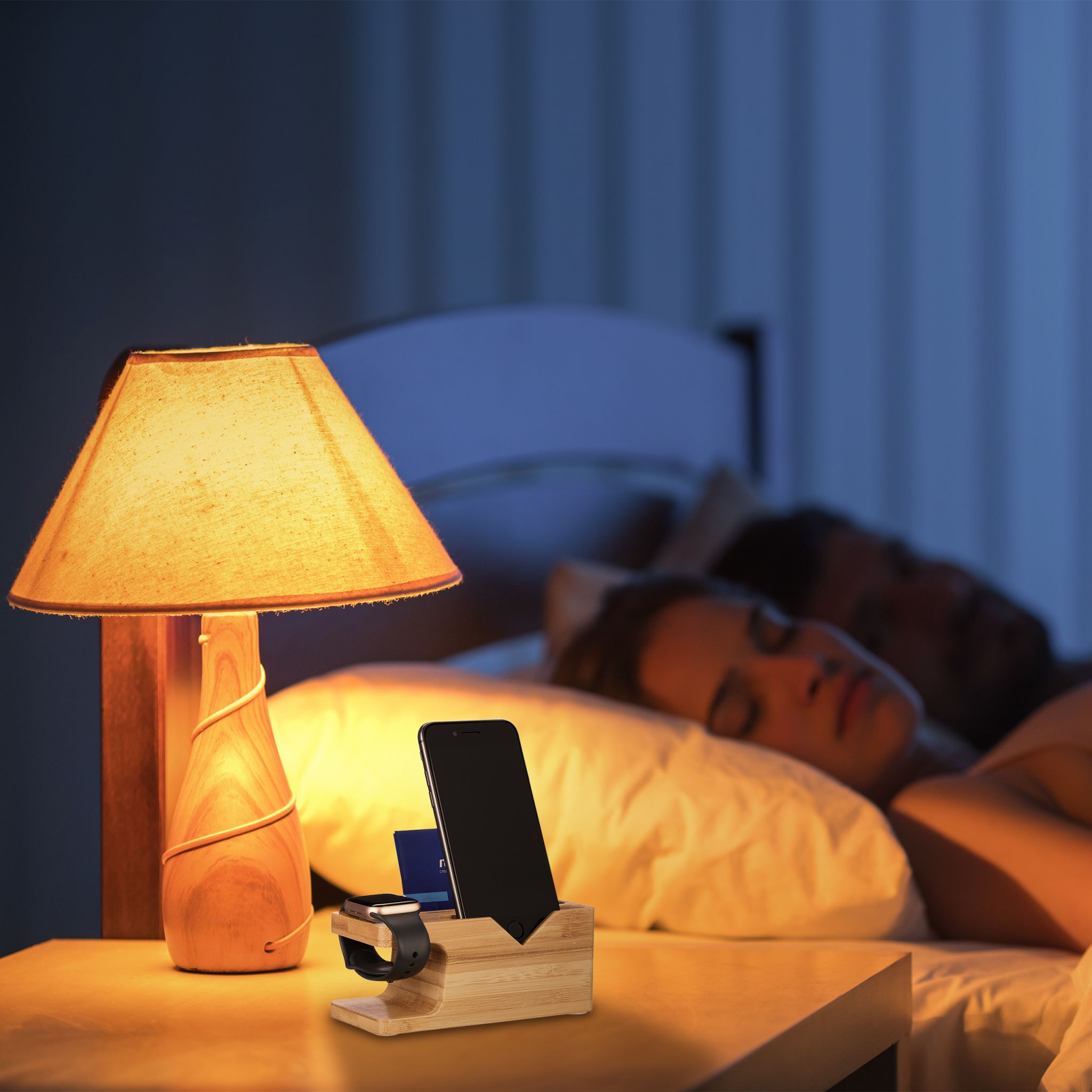 Ladestation Smartphone und Smartwatch Hellbraun von Relaxdays