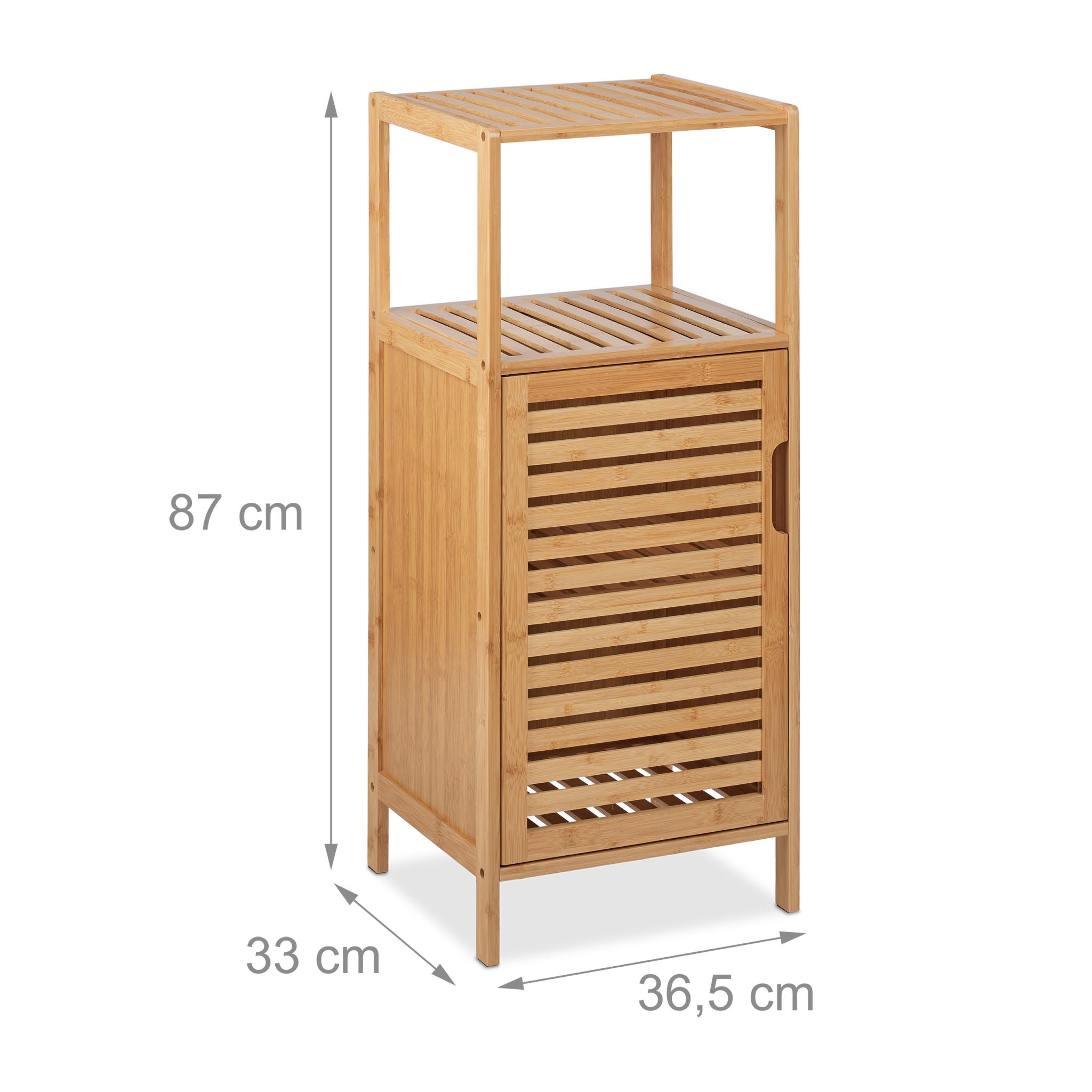 Schmaler Badschrank Bambus Hellbraun von Relaxdays