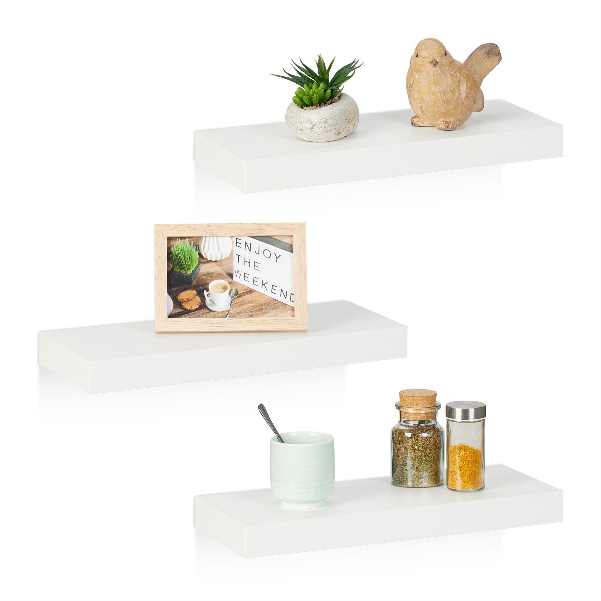 Wandregal 3er-Set Weiss von Relaxdays