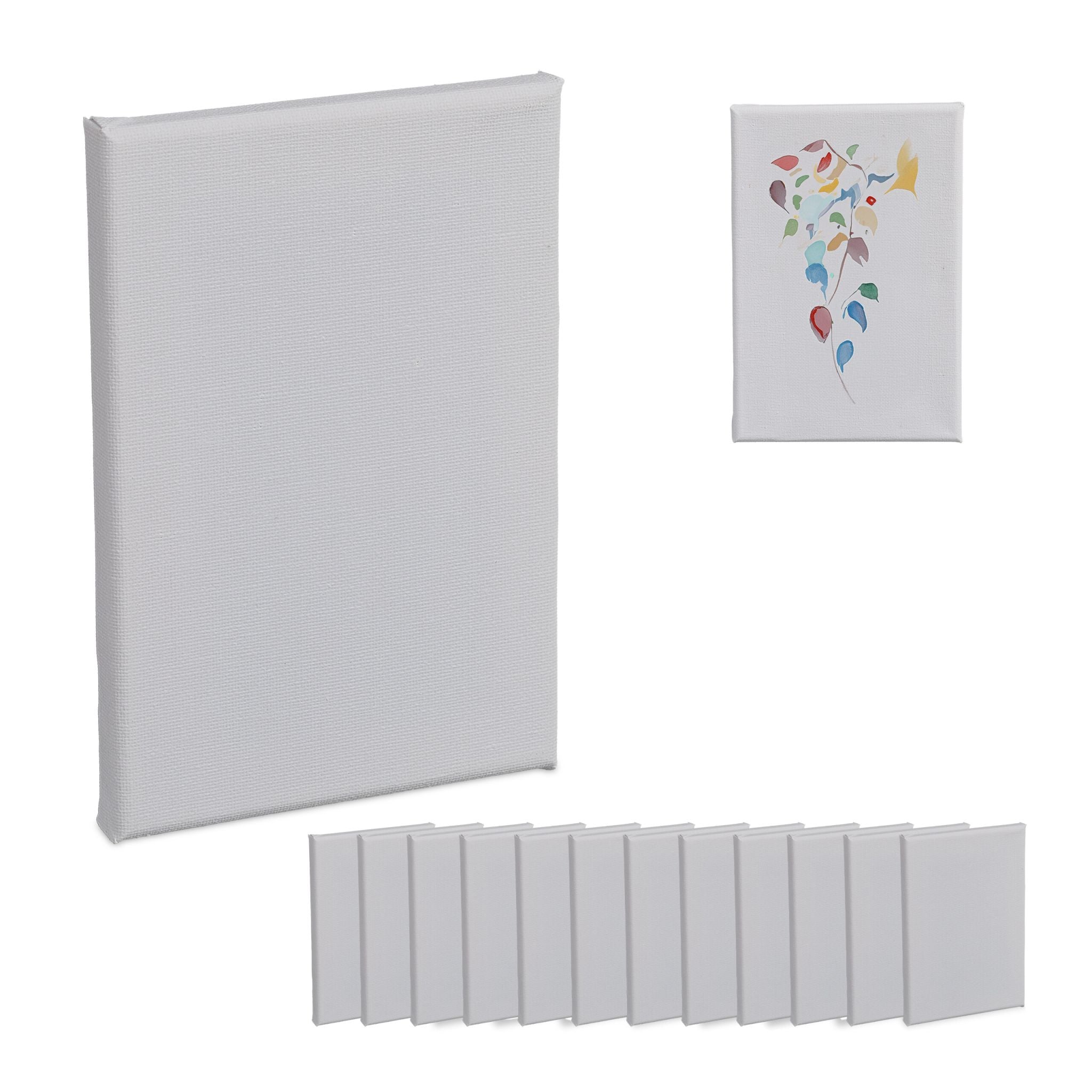 Leinwand 12 x 18cm 14er-Set Weiss von Relaxdays