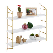 Wandregal mit 3 Ablagen Weiss-Gold von Relaxdays