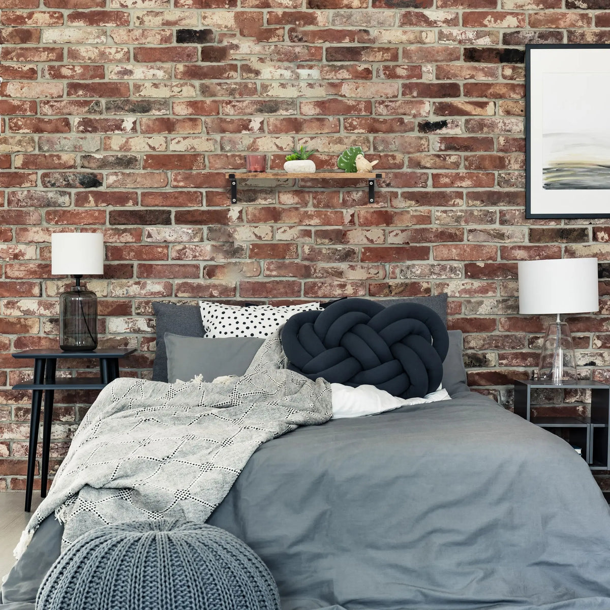 Wandregal industrial 2er-Set Braun-Schwarz von Relaxdays