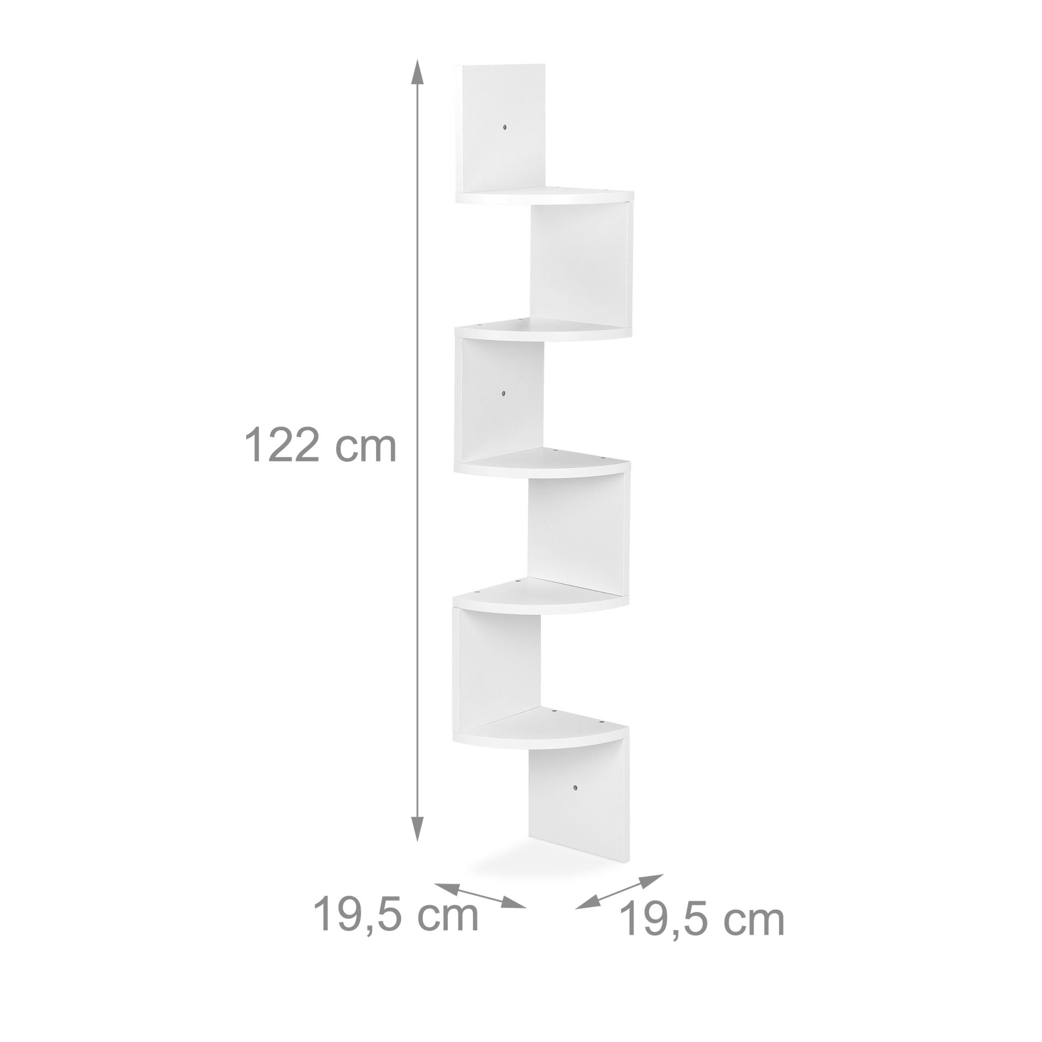 Eckregal mit 5 Ablagen Weiss