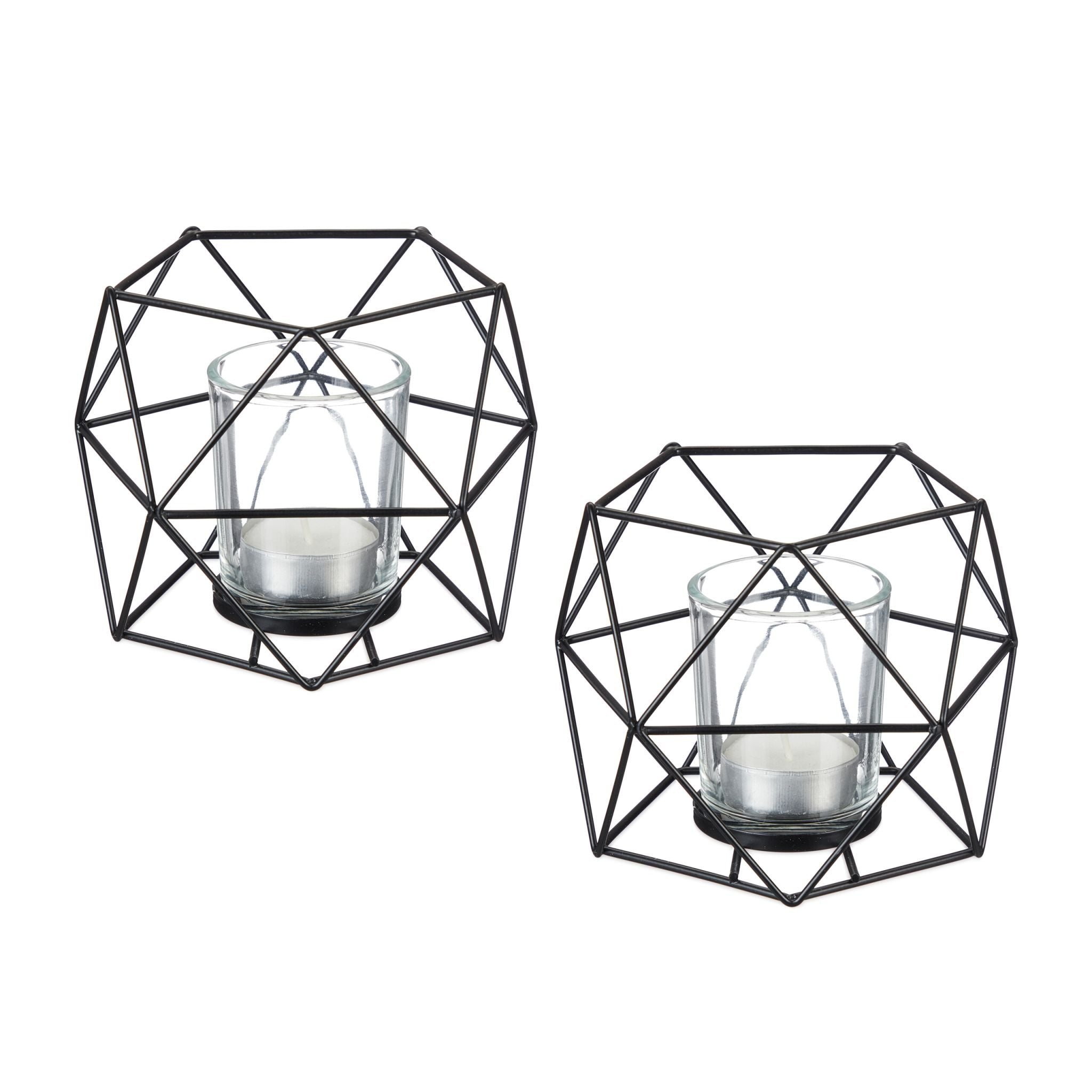 Geometrischer Teelichthalter 2er-Set Schwarz von Relaxdays