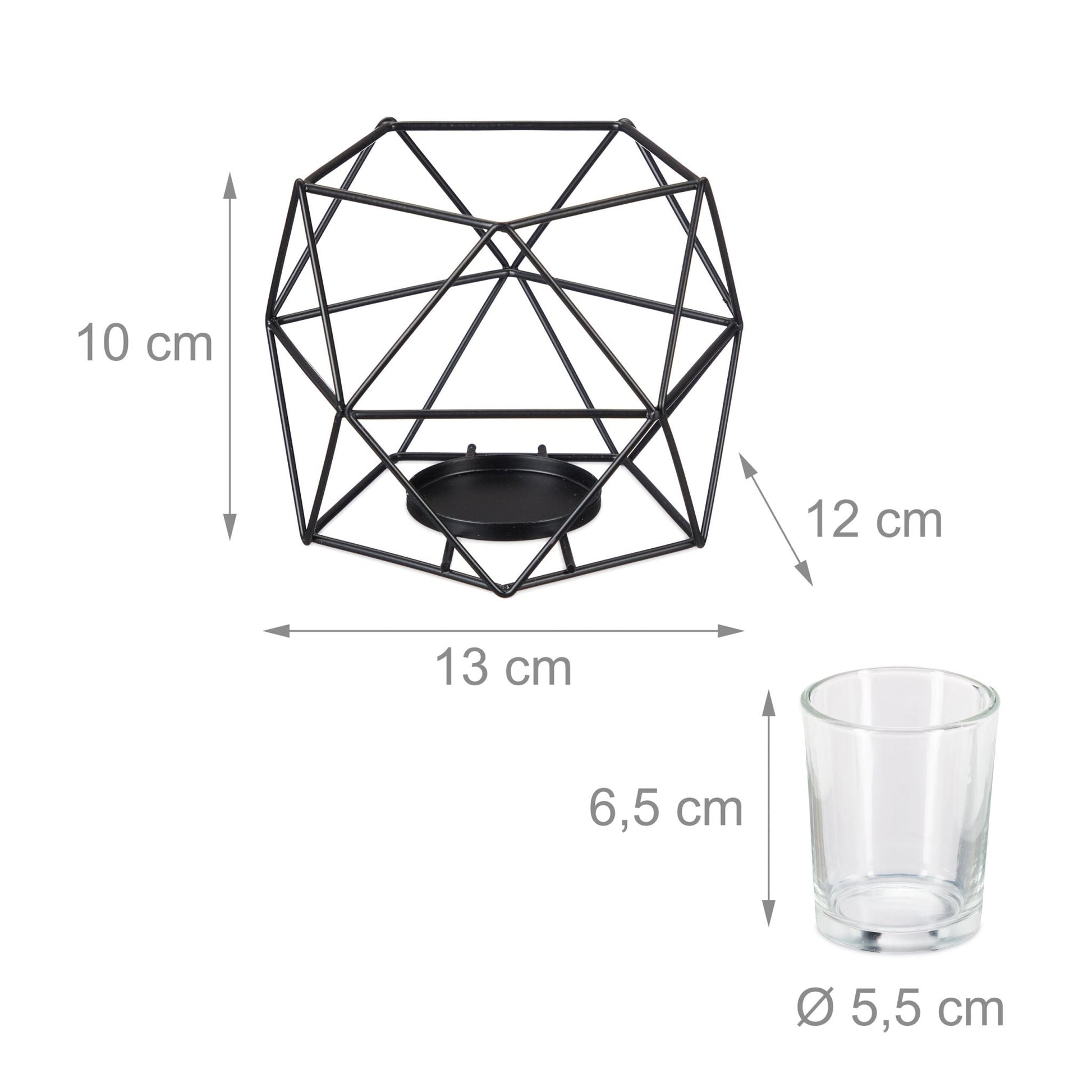 Geometrischer Teelichthalter 2er-Set Schwarz von Relaxdays
