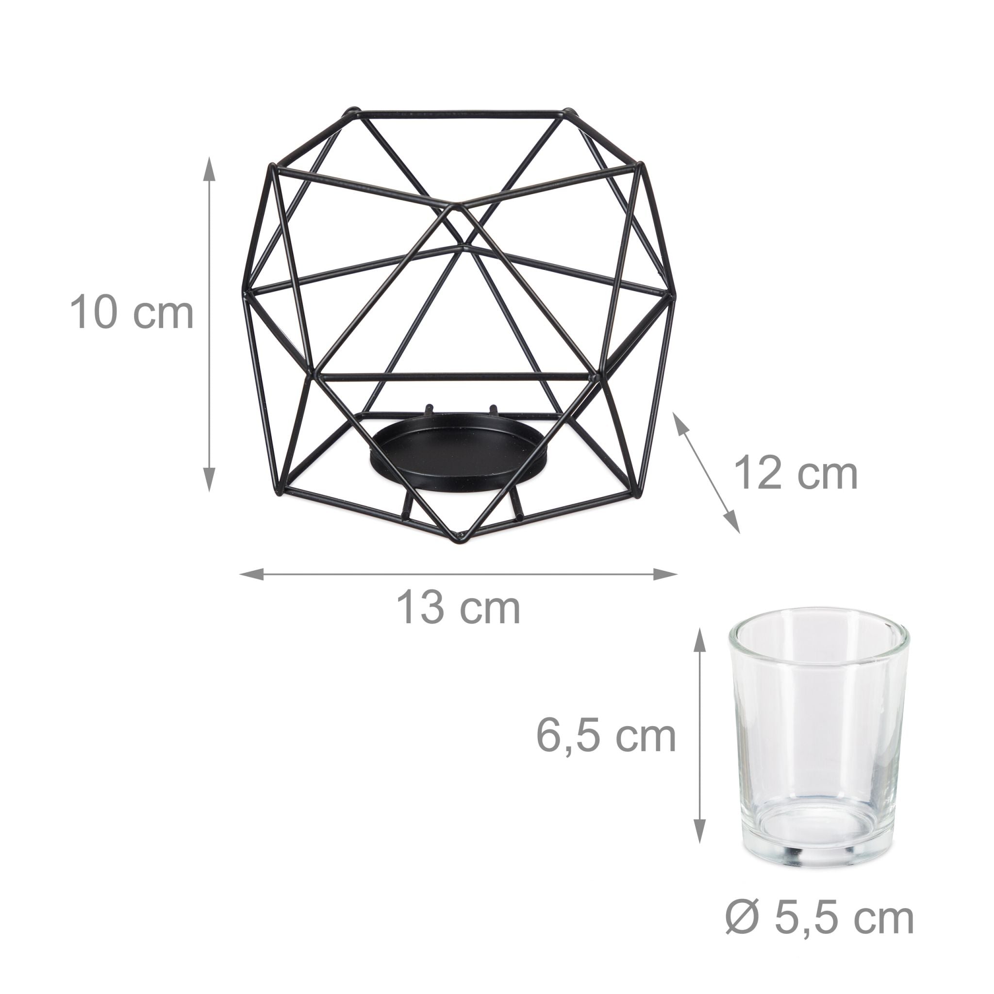 Geometrischer Teelichthalter 2er-Set Schwarz von Relaxdays