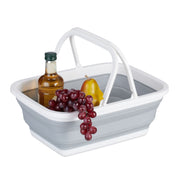 Faltkorb mit Henkel Weiss-Grau von Relaxdays