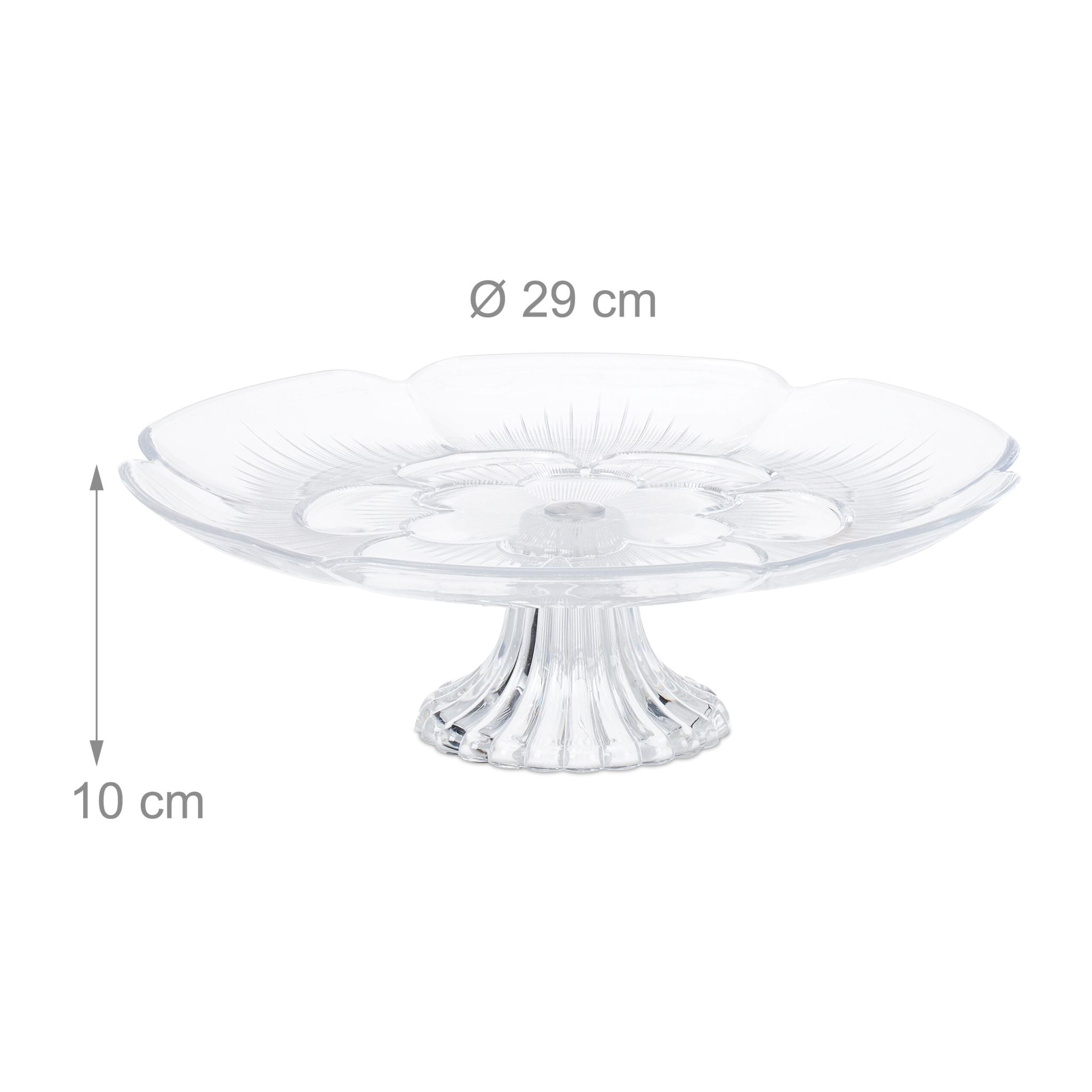 Tortenplatte mit Standfuss Transparent von Relaxdays