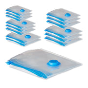 Vakuumbeutel für Kleidung 15er-Set Blau-Transparent von Relaxdays