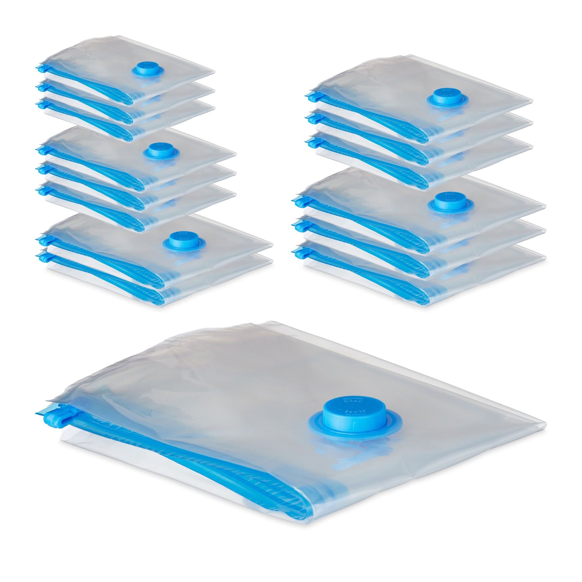 Vakuumbeutel für Kleidung 15er-Set Blau-Transparent von Relaxdays