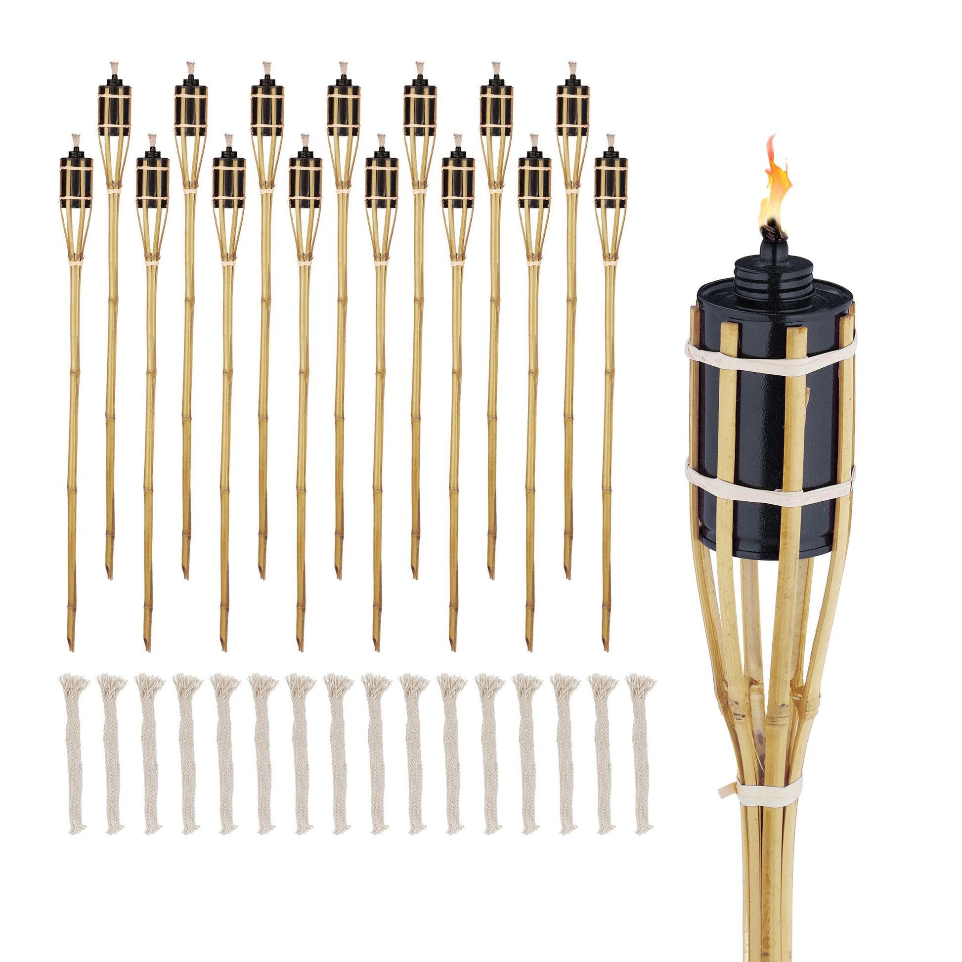 Gartenfackeln 90cm 16er-Set Hellbraun-Schwarz von Relaxdays