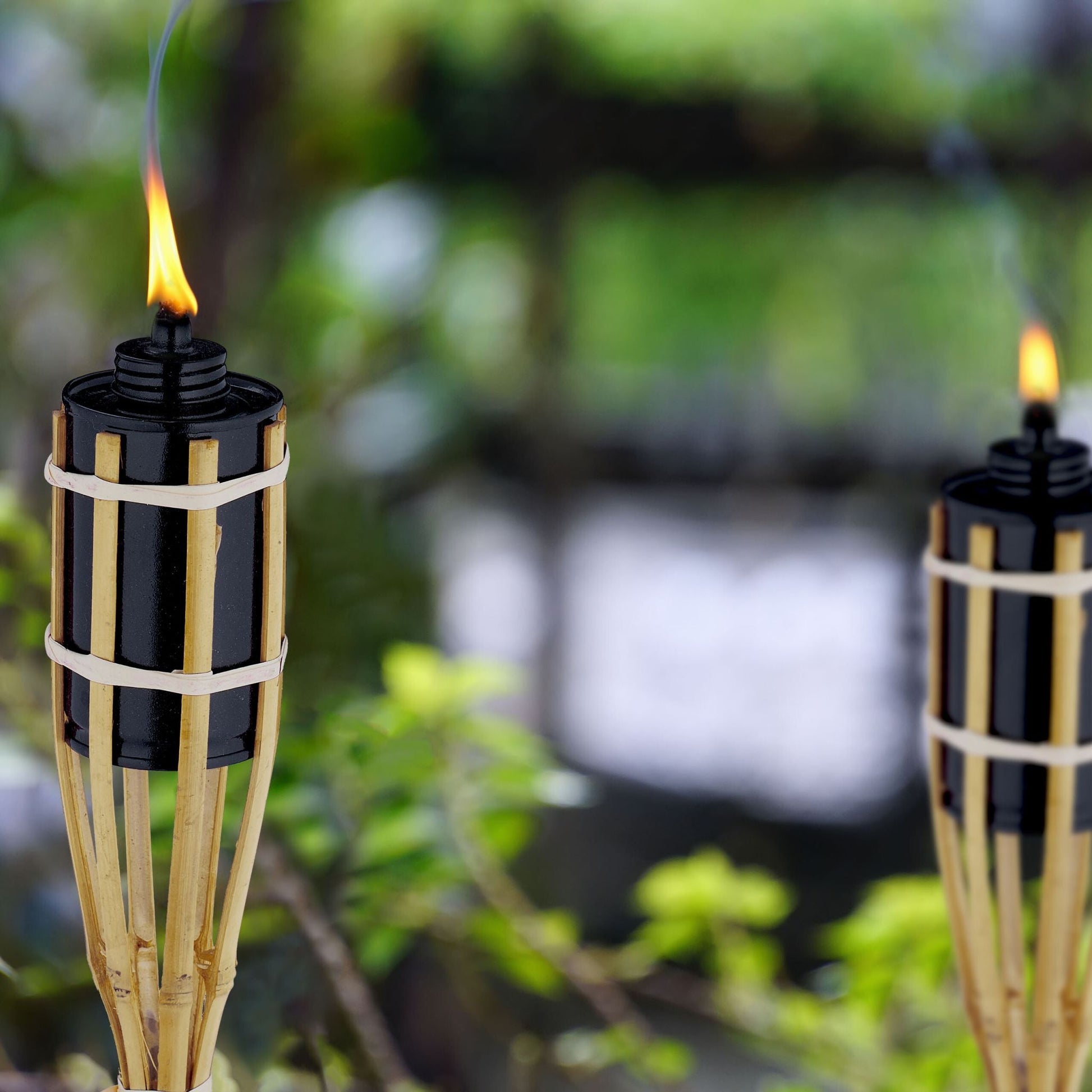 Gartenfackeln 90cm 16er-Set Hellbraun-Schwarz von Relaxdays