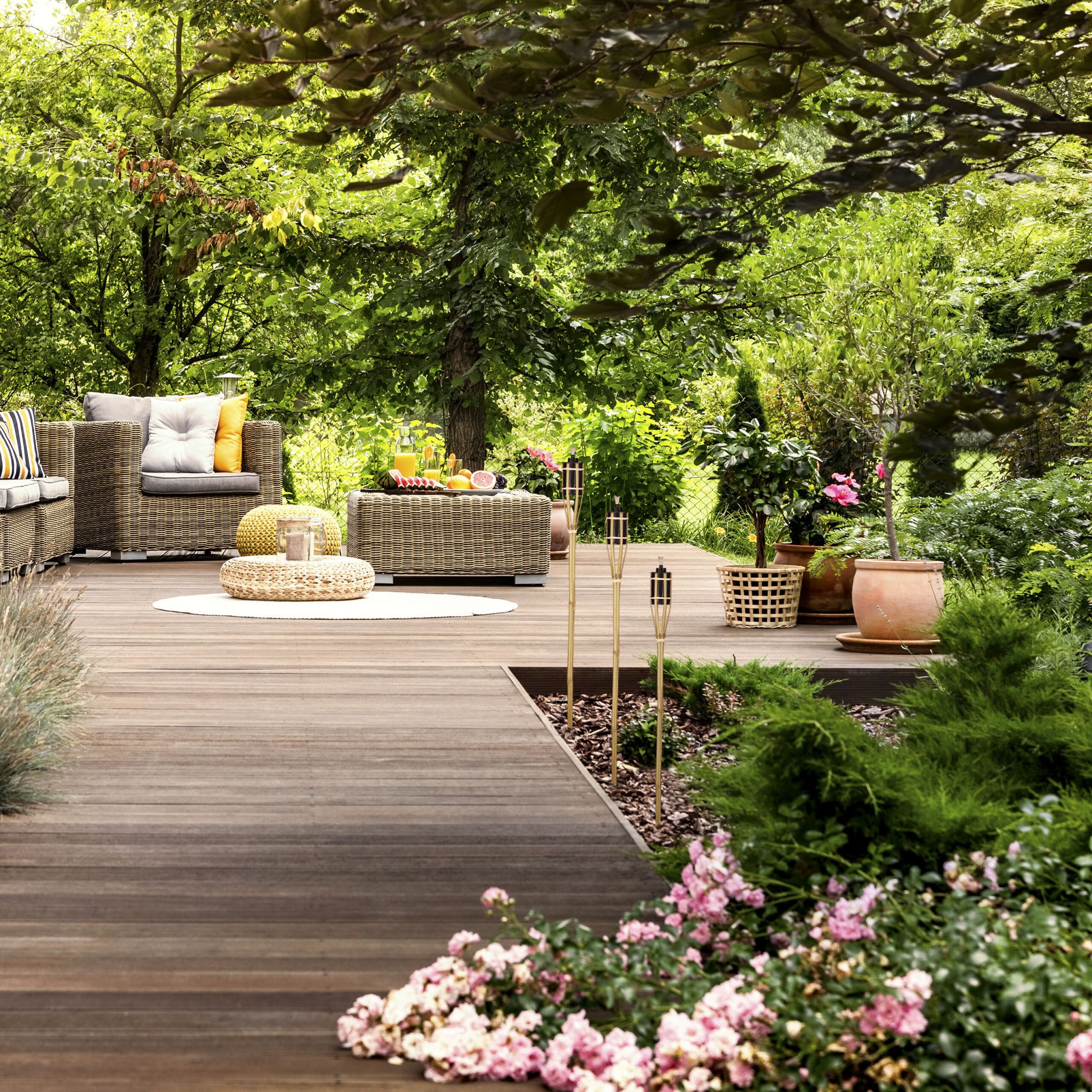 Gartenfackeln 90cm 16er-Set Hellbraun-Schwarz von Relaxdays