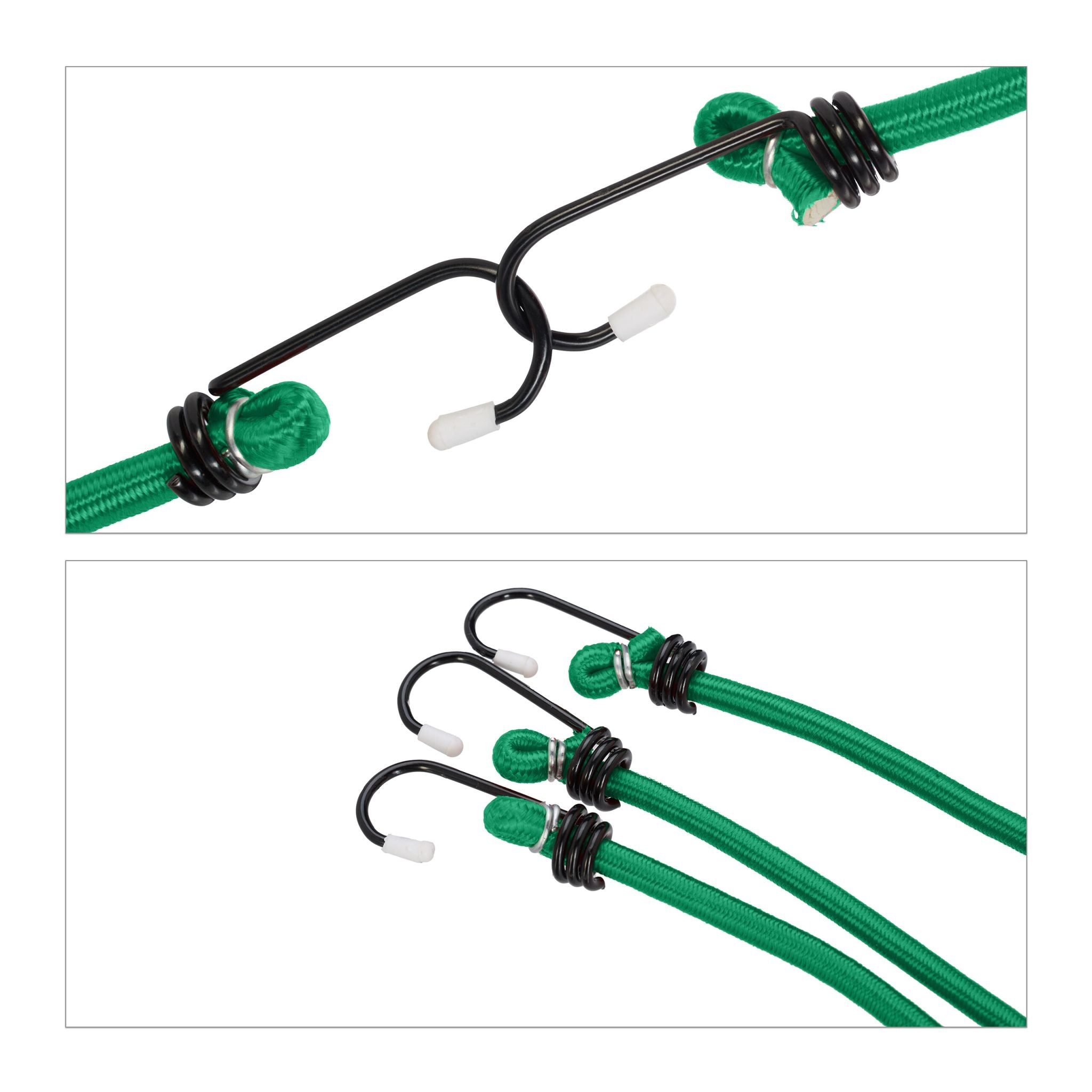 Spanngummi 12er-Set 4 Grössen Grün-Schwarz von Relaxdays