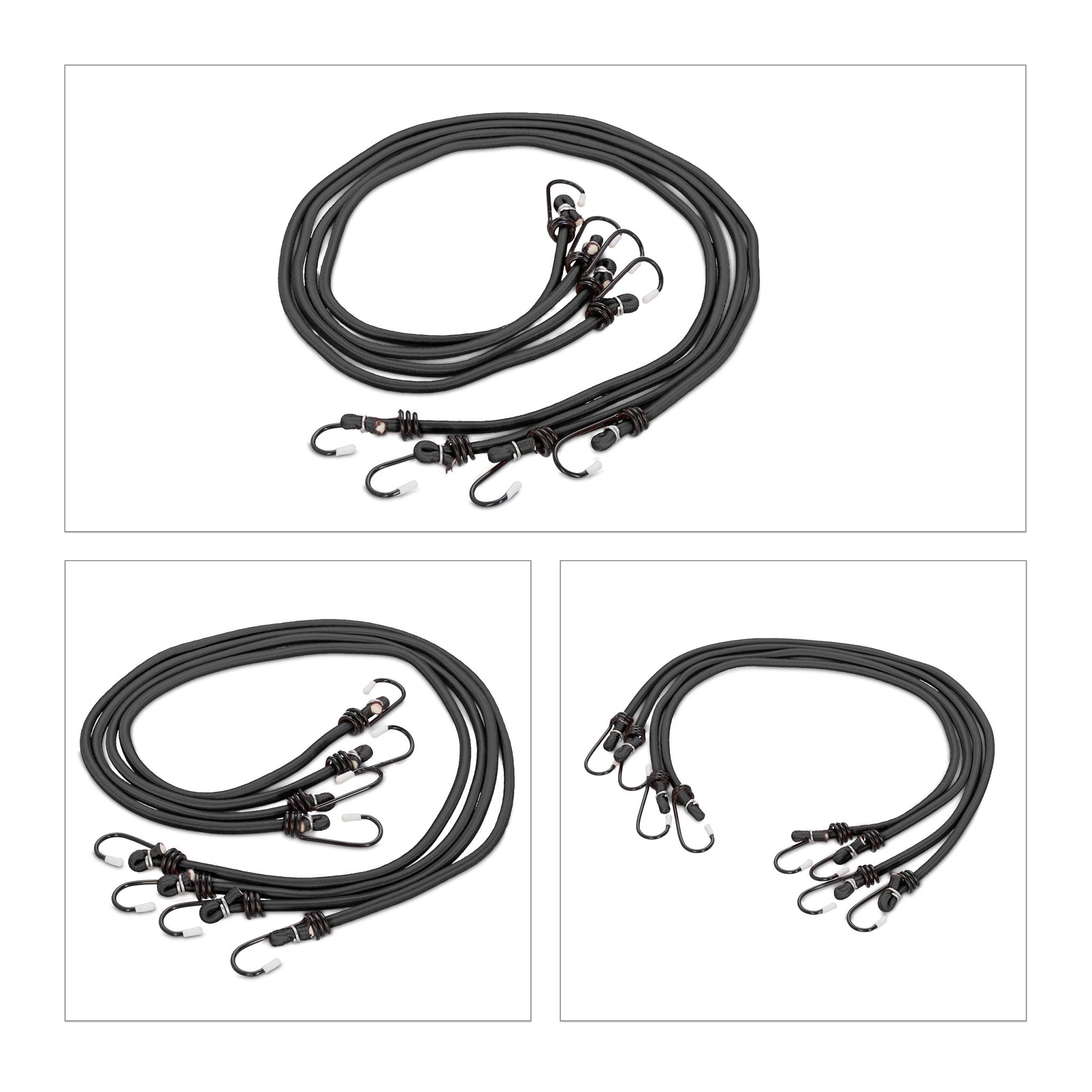 Spanngummi 24er-Set 5 Grössen Schwarz von Relaxdays