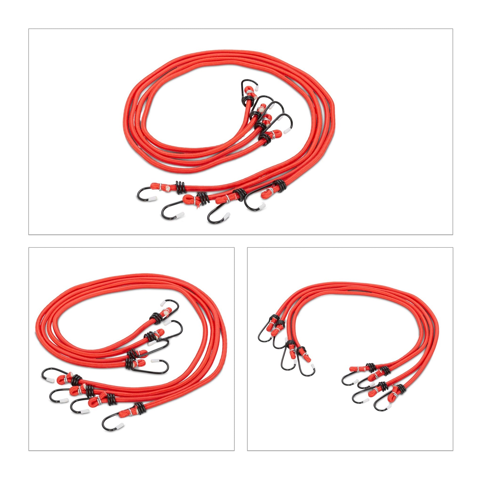 Spanngummi 24er-Set 5 Grössen Rot-Schwarz von Relaxdays