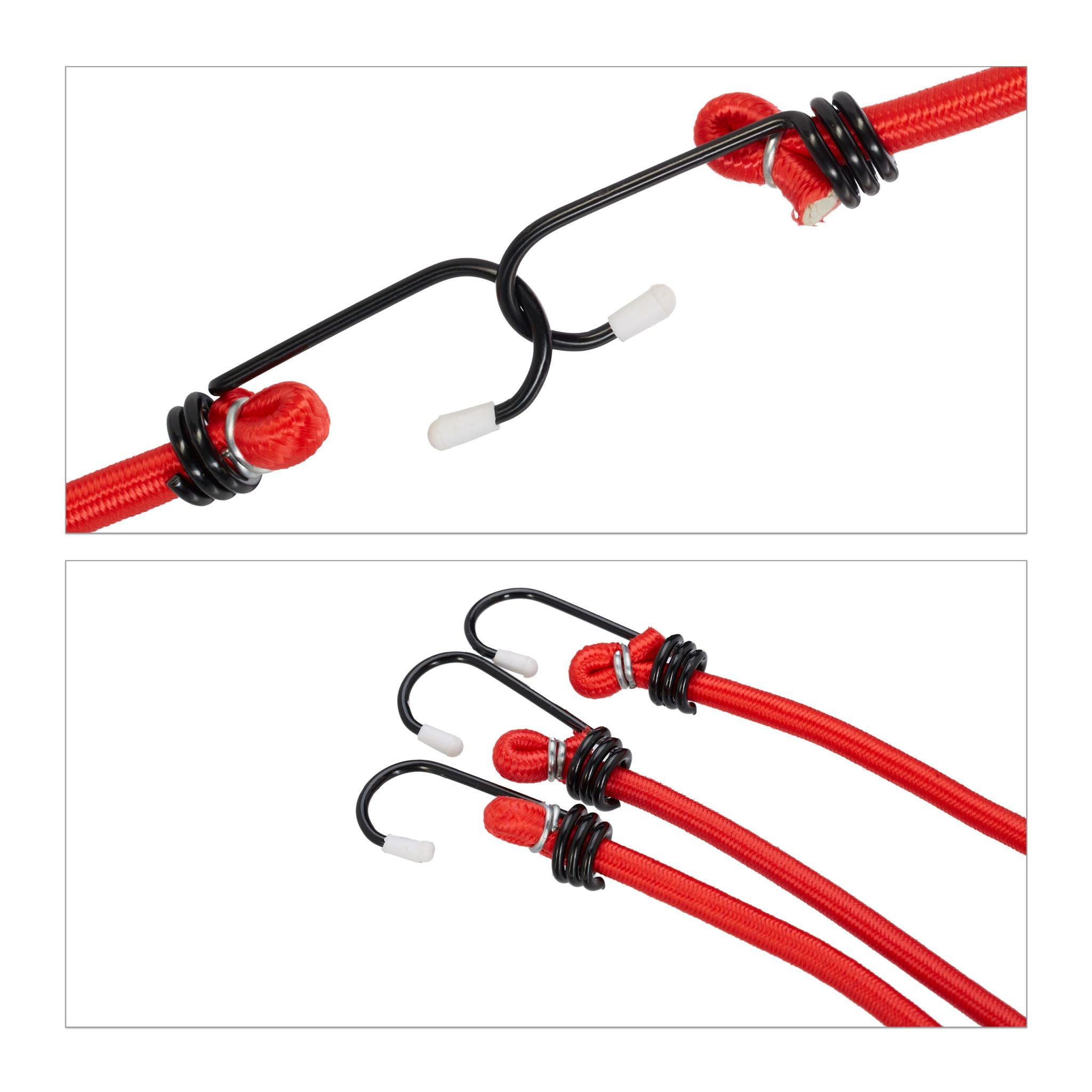 Spanngummi 24er-Set 5 Grössen Rot-Schwarz von Relaxdays