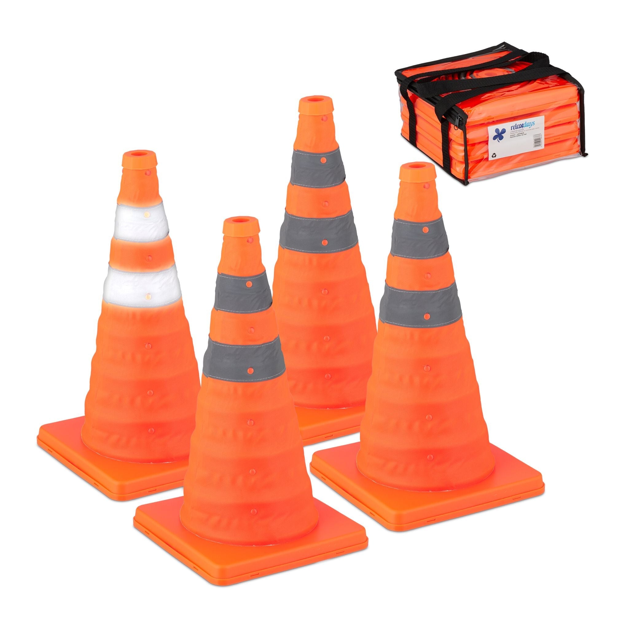 Faltbare Pylonen 4er-Set Orange-Silber von Relaxdays