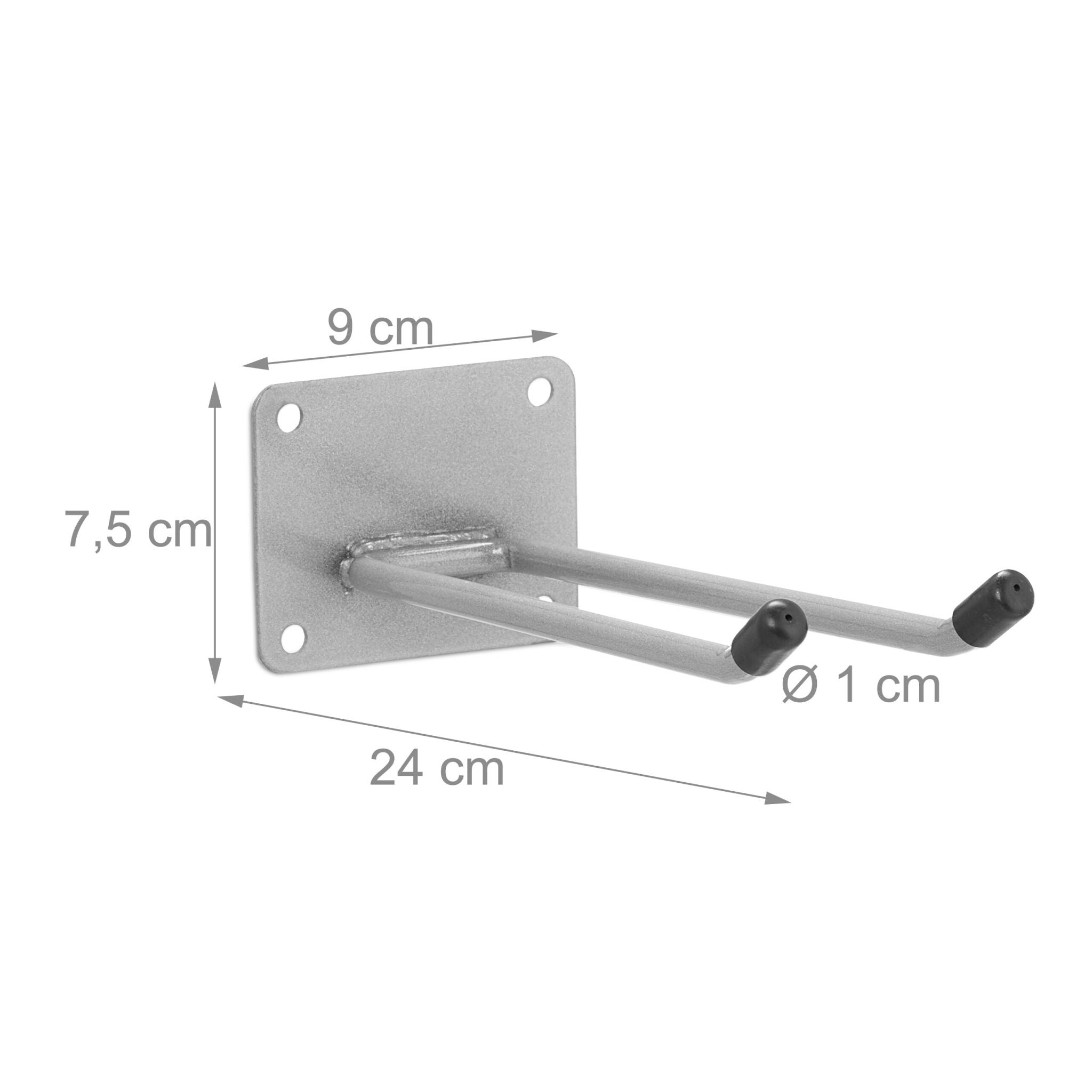 Langer Wandhaken in Silber Schwarz-Silber von Relaxdays