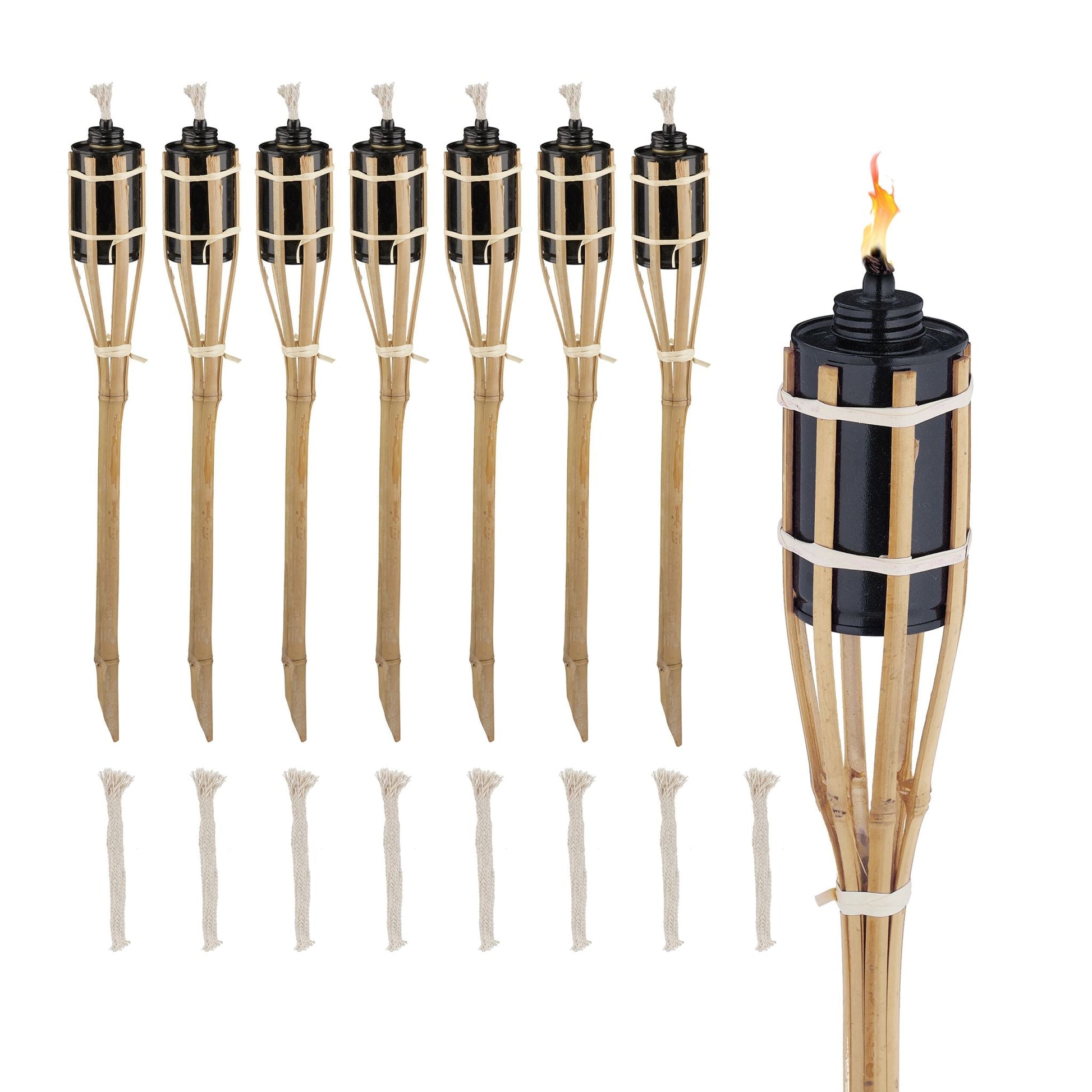 Gartenfackeln 50cm 8er-Set Hellbraun-Schwarz von Relaxdays