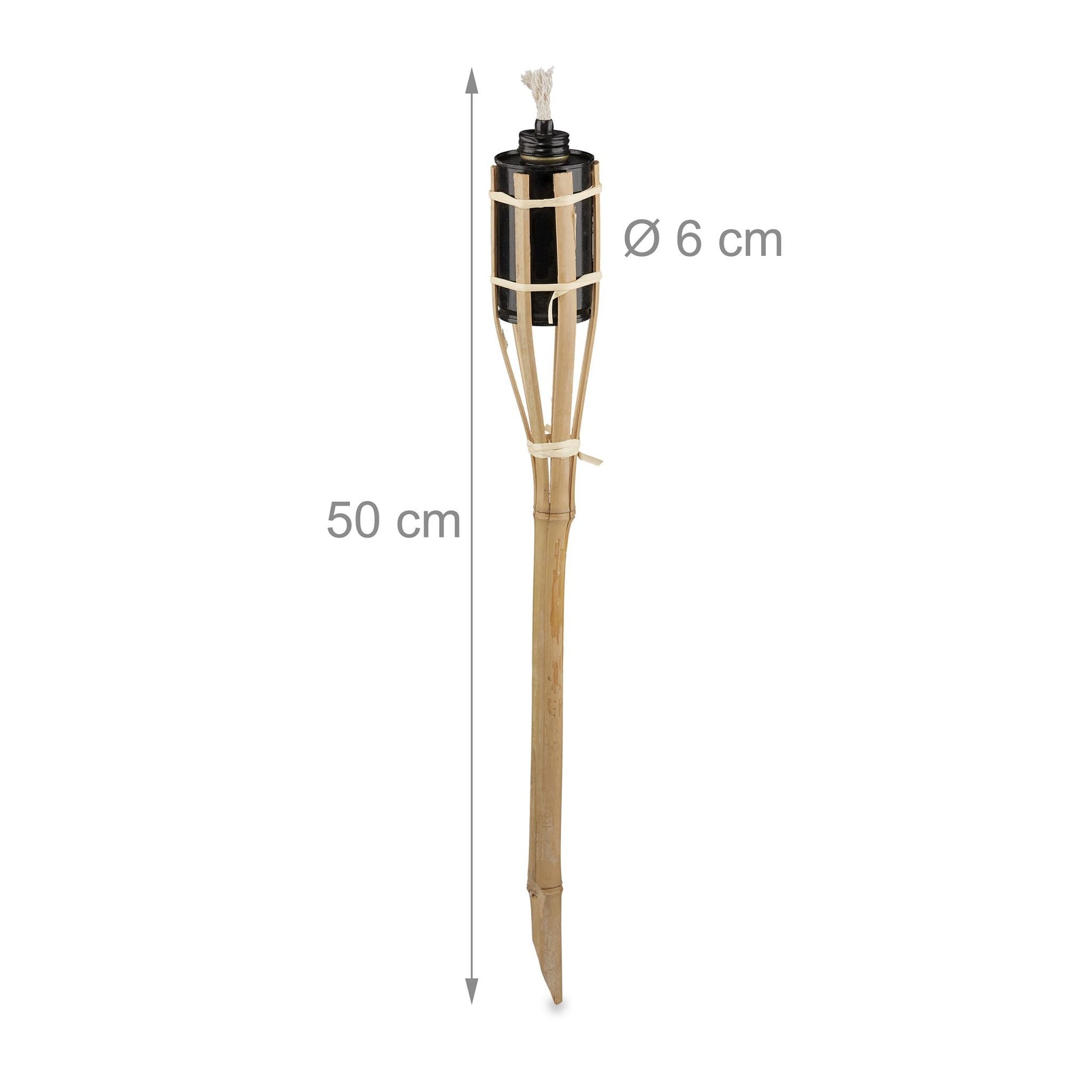 Gartenfackeln 50cm 8er-Set Hellbraun-Schwarz von Relaxdays