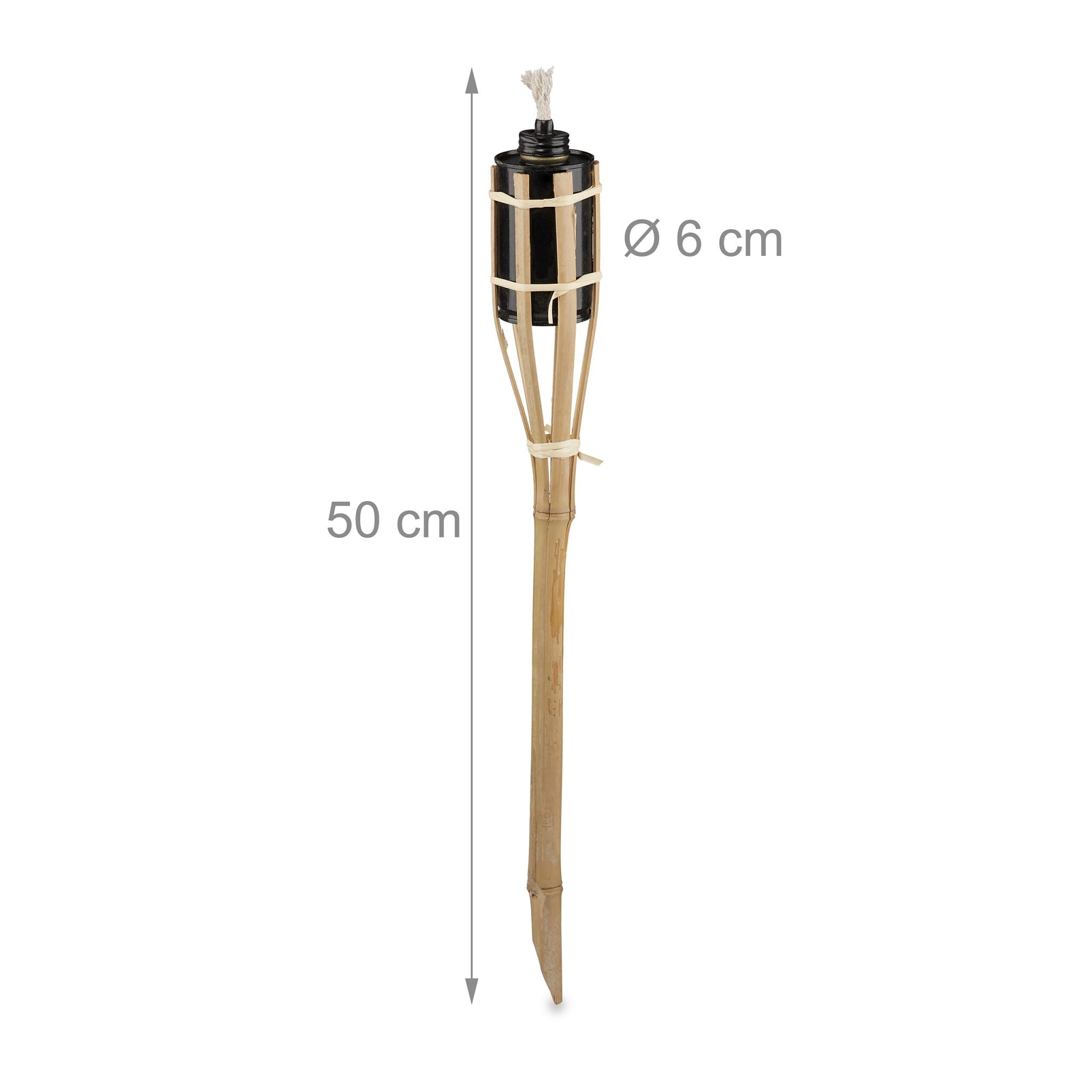 Gartenfackeln 50cm 12er-Set Hellbraun-Schwarz von Relaxdays