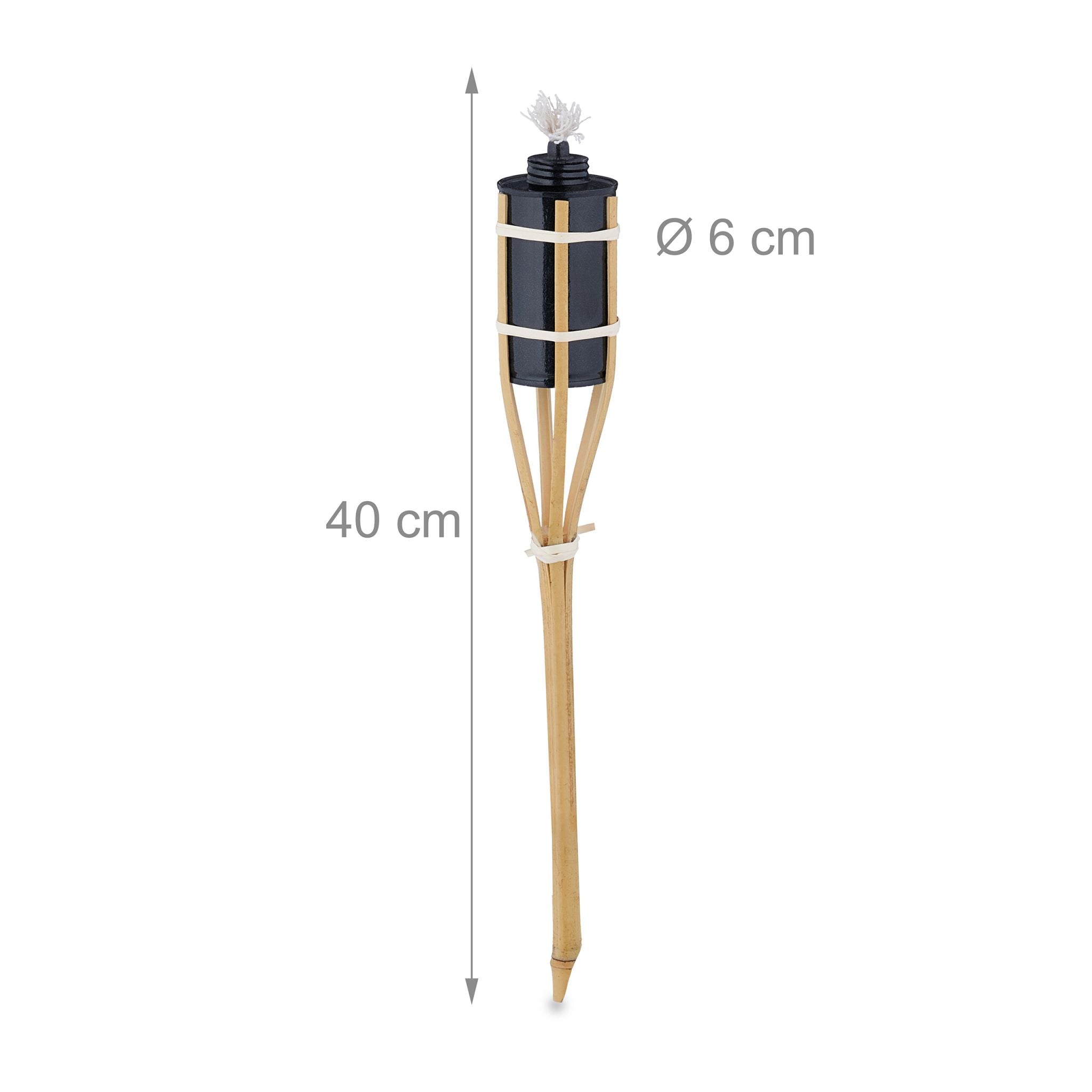 Gartenfackeln 40cm 10er-Set Hellbraun-Schwarz von Relaxdays