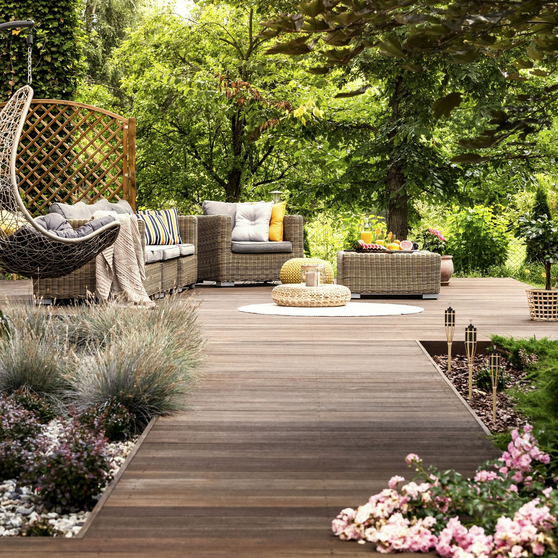 Gartenfackeln 40cm 10er-Set Hellbraun-Schwarz von Relaxdays