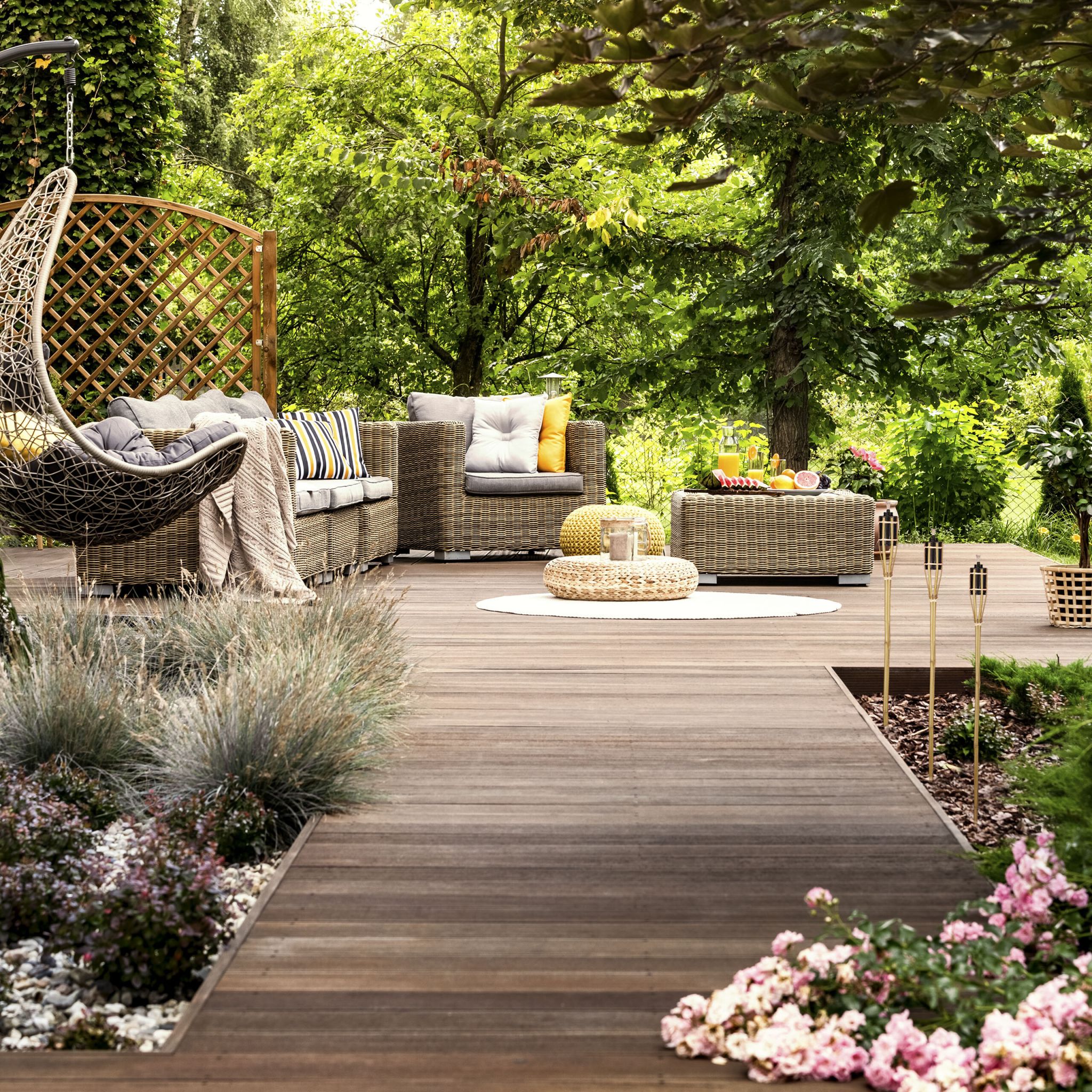 Gartenfackeln Bambus 80cm 10er-Set Hellbraun-Schwarz von Relaxdays