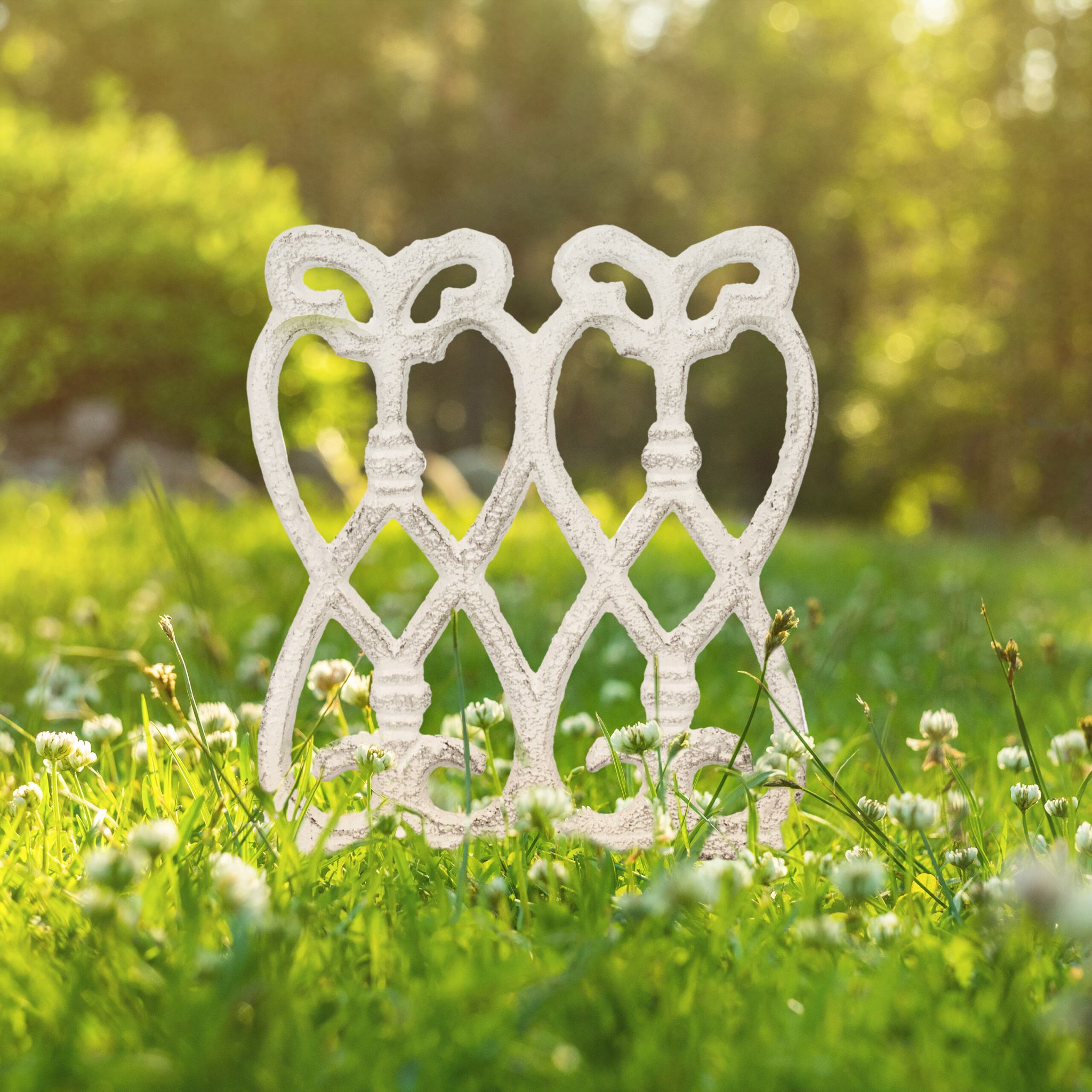 Beeteinfassung Gusseisen 2er-Set Weiss von Relaxdays