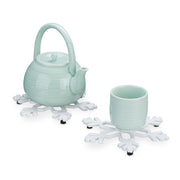 Topfuntersetzer Schneeflocke 2er-Set Weiss von Relaxdays