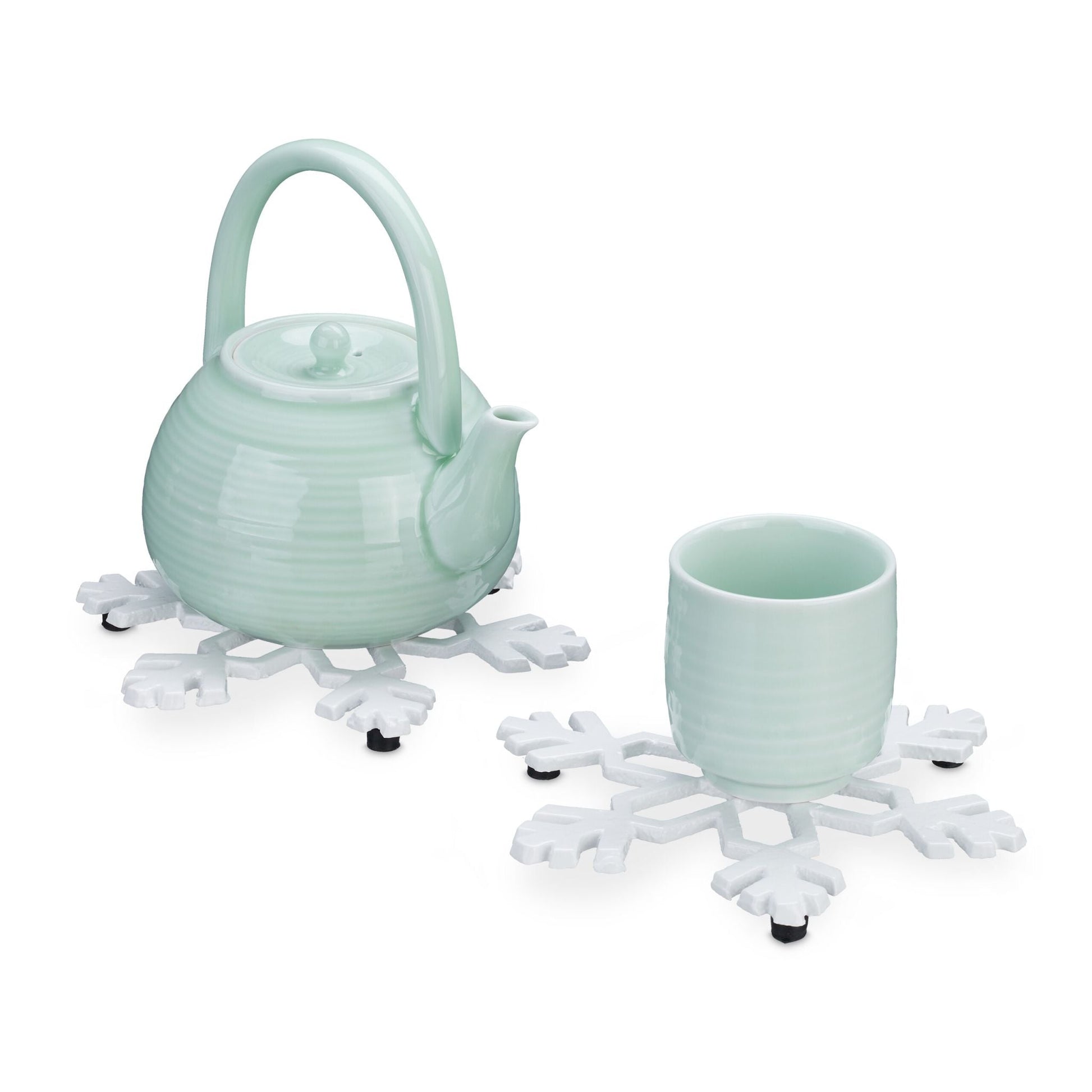 Topfuntersetzer Schneeflocke 2er-Set Weiss von Relaxdays