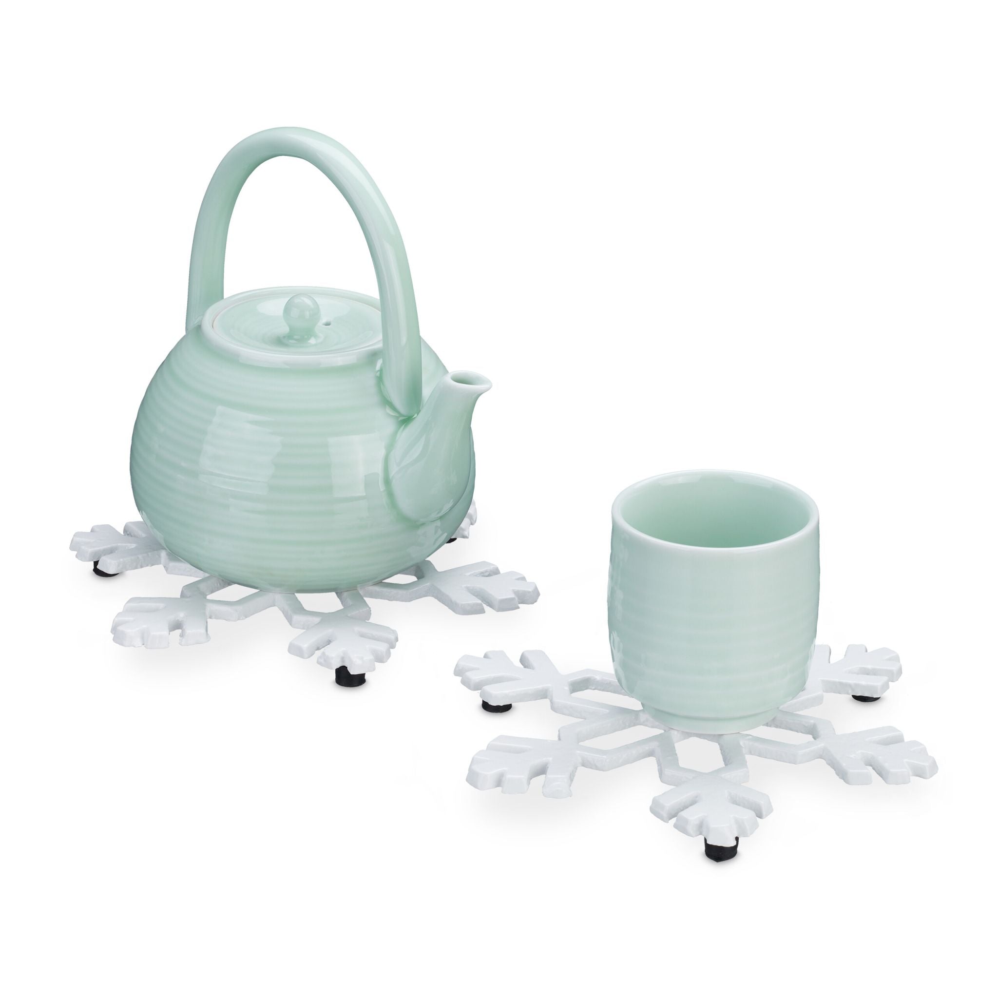 Topfuntersetzer Schneeflocke 2er-Set Weiss von Relaxdays