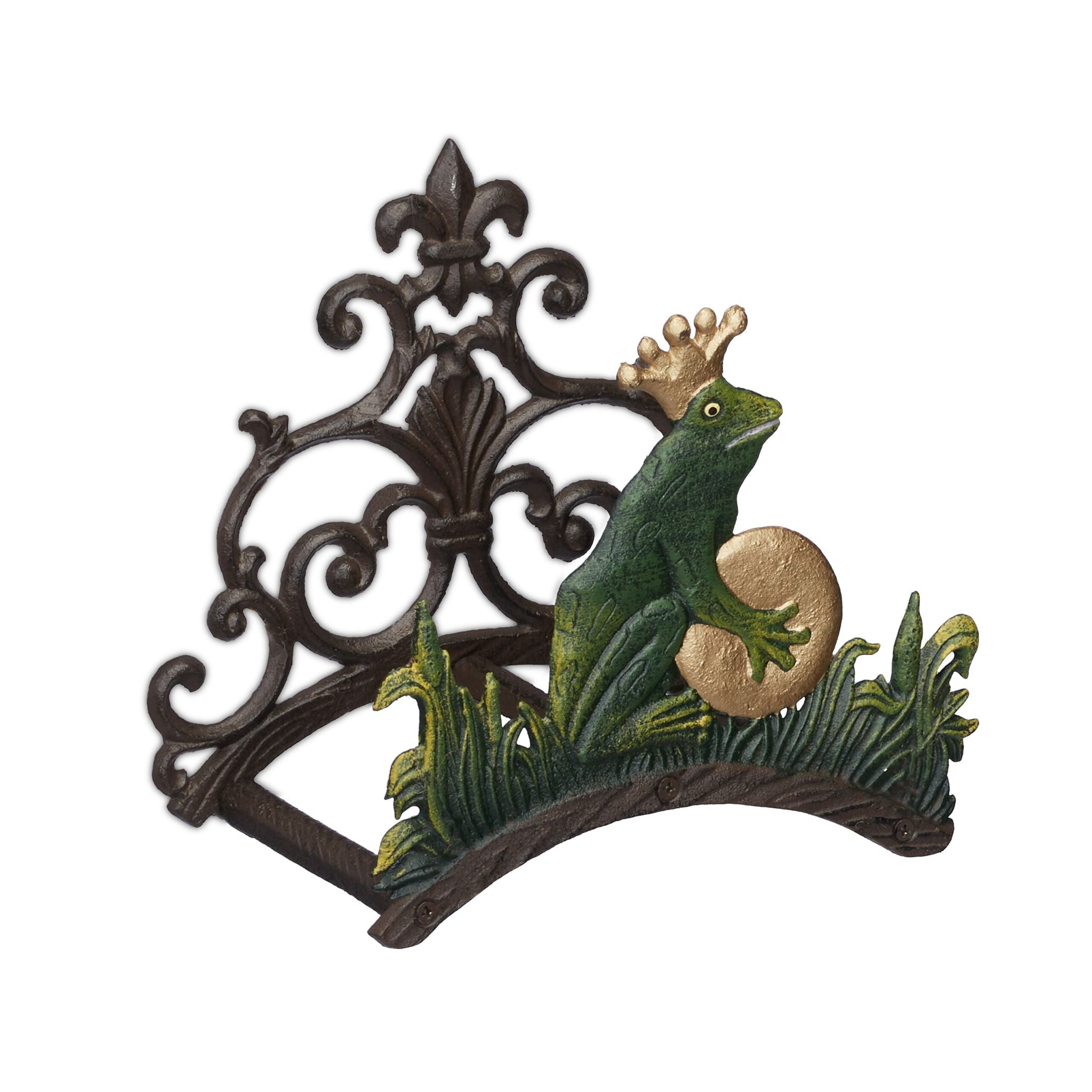 Schlauchhalter Froschkönig Braun-Dunkelgrün-Gold von Relaxdays