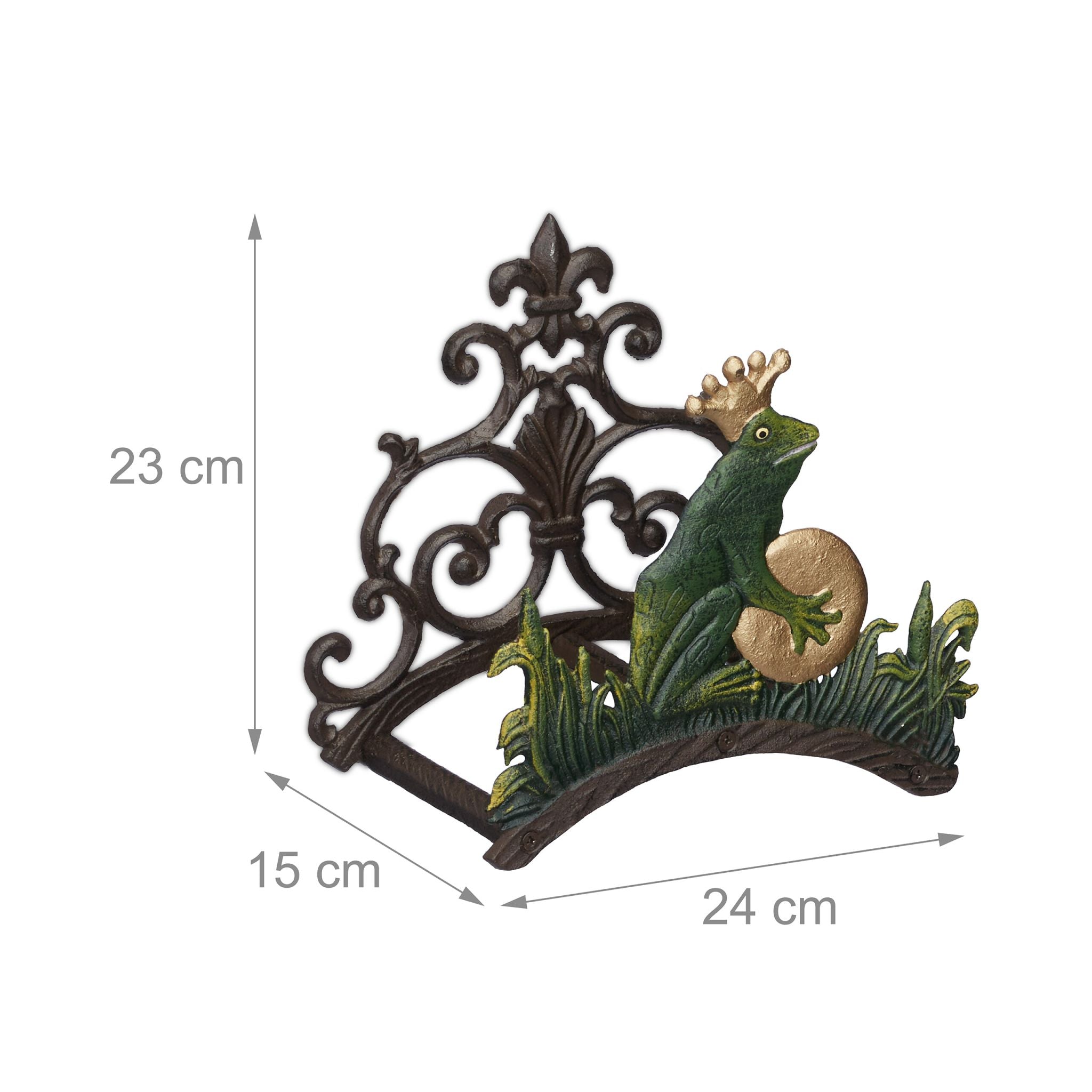 Schlauchhalter Froschkönig Braun-Dunkelgrün-Gold von Relaxdays