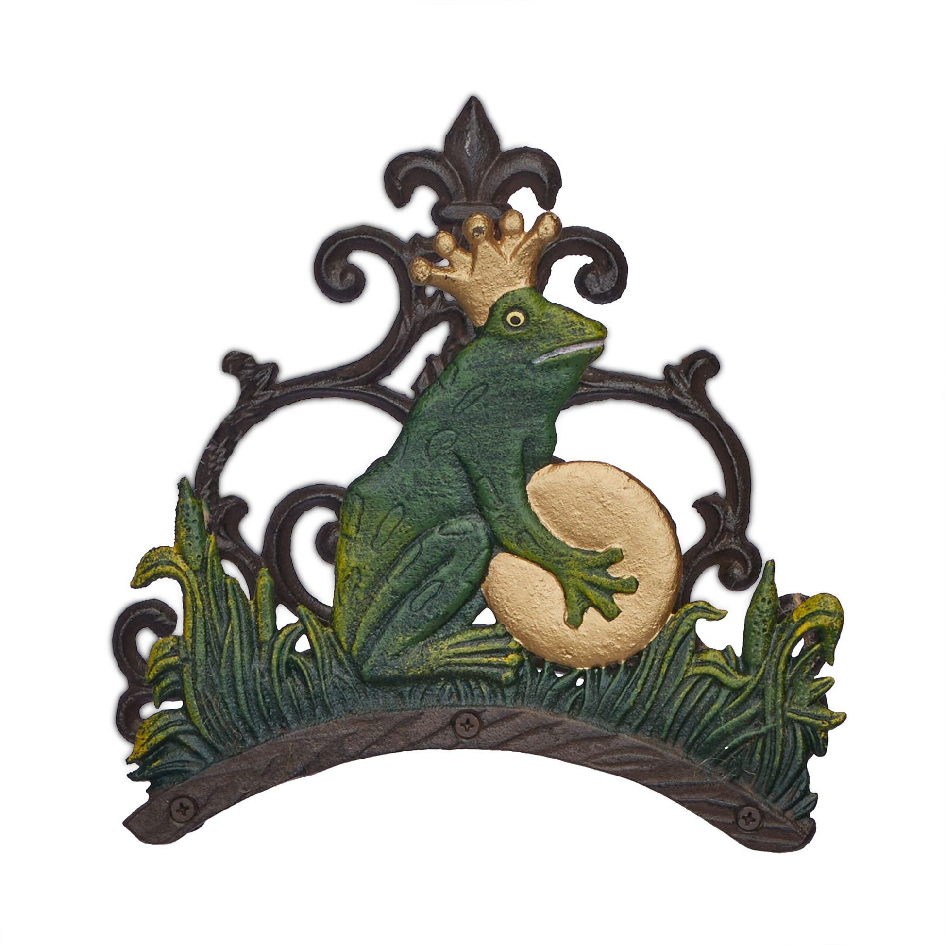 Schlauchhalter Froschkönig Braun-Dunkelgrün-Gold von Relaxdays