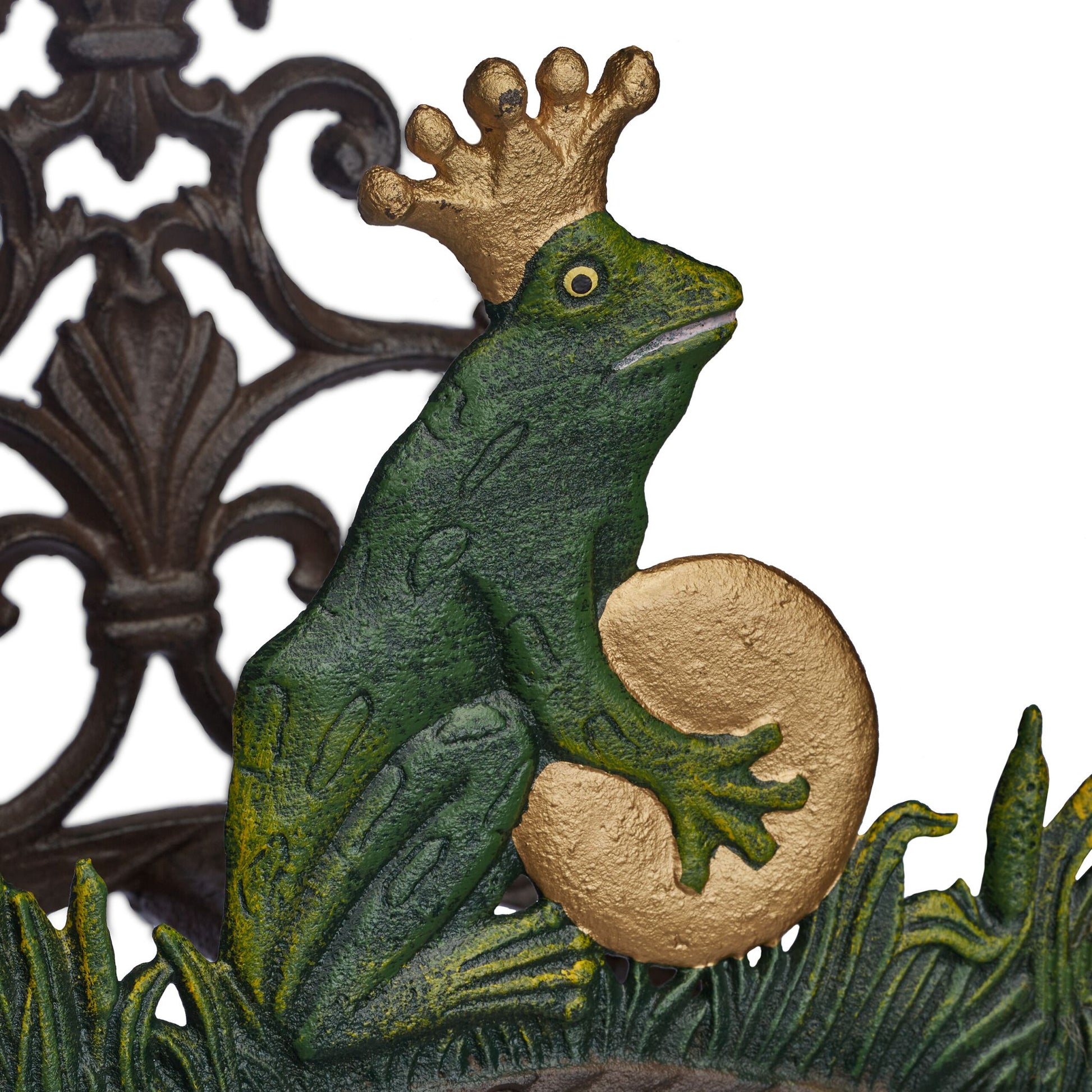 Schlauchhalter Froschkönig Braun-Dunkelgrün-Gold von Relaxdays