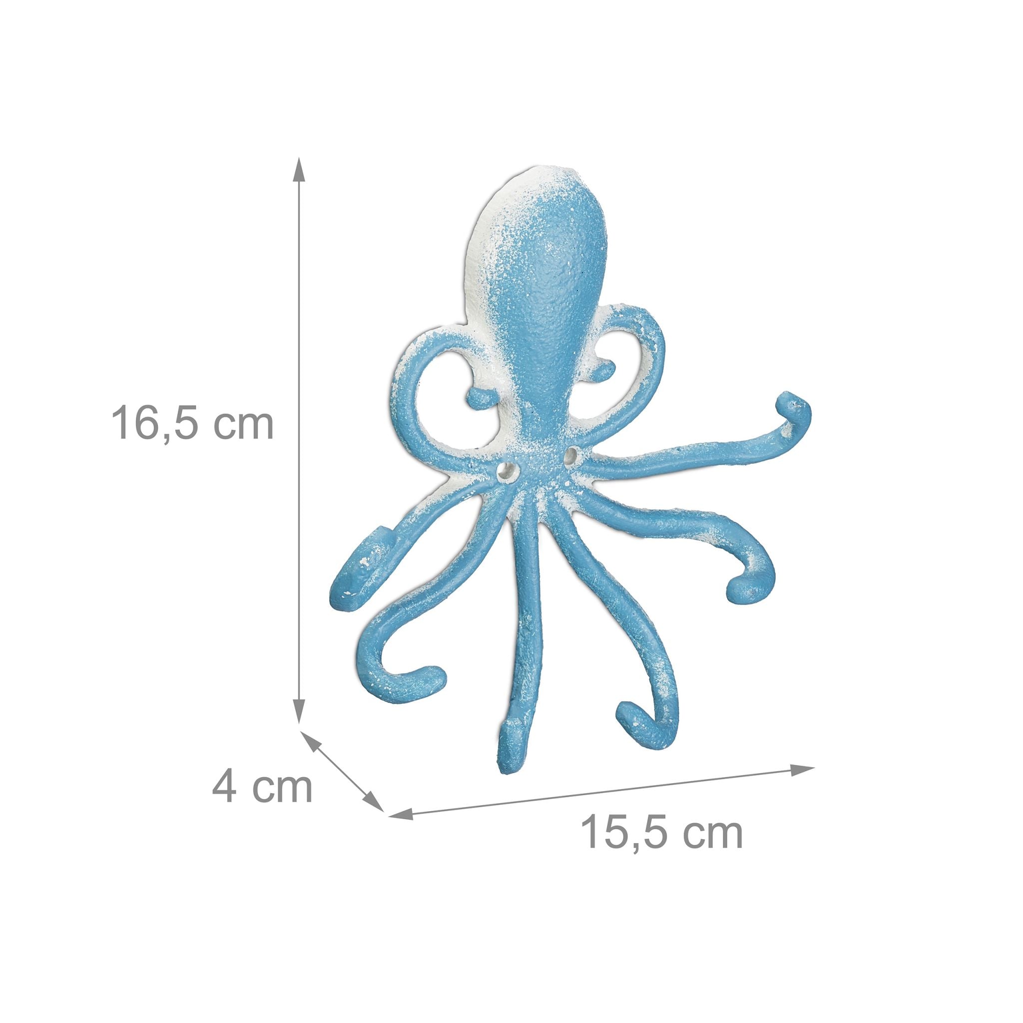 Wandhaken Oktopus Weiss-Hellblau von Relaxdays