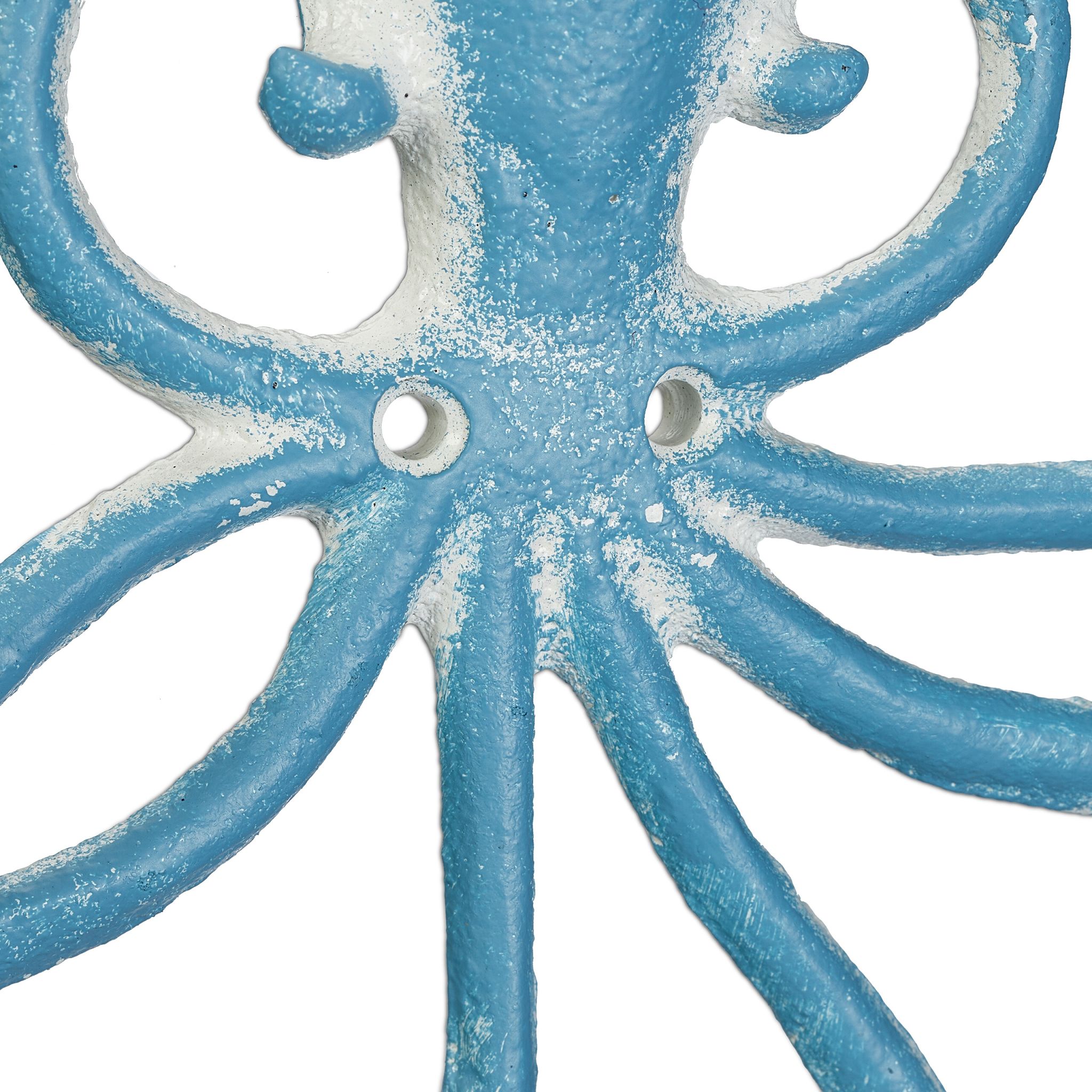 Wandhaken Oktopus Weiss-Hellblau von Relaxdays