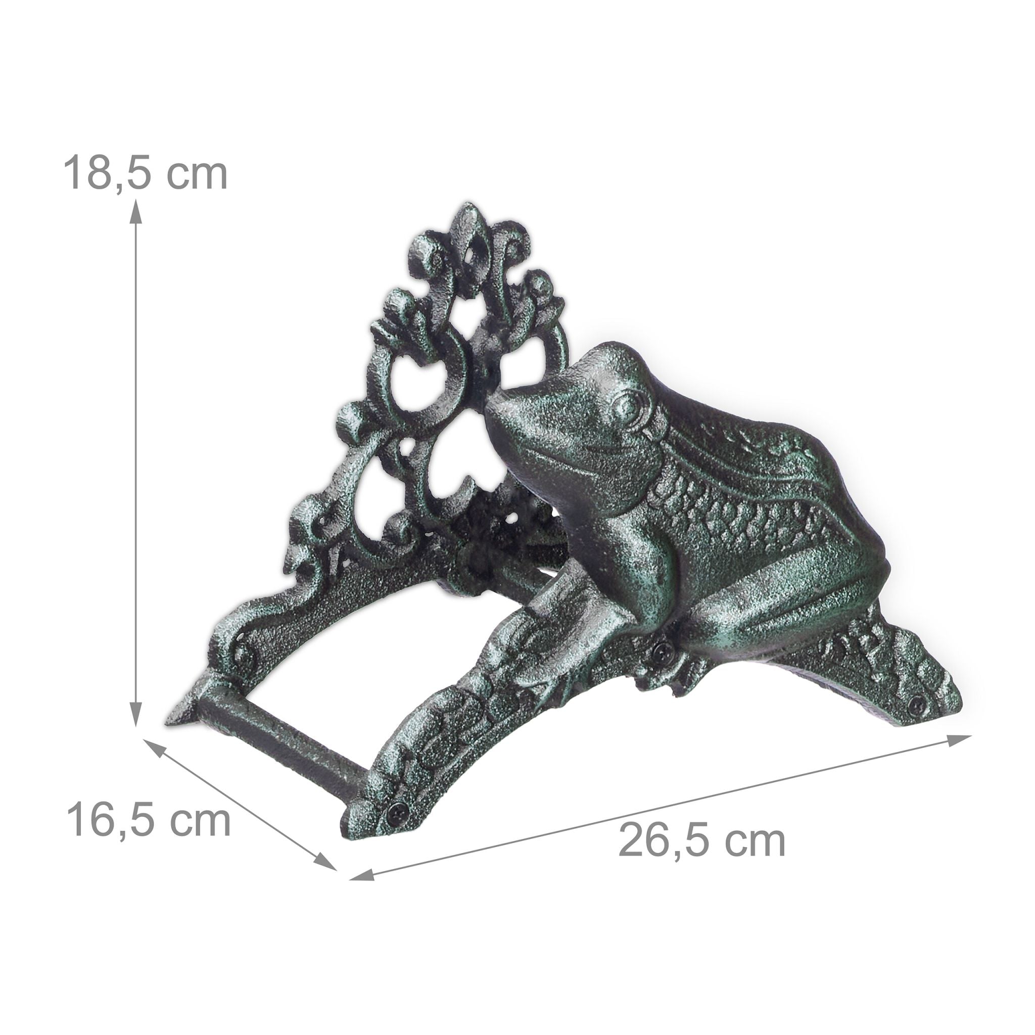 Antiker Schlauchhalter mit Frosch Dunkelgrün-Schwarz von Relaxdays
