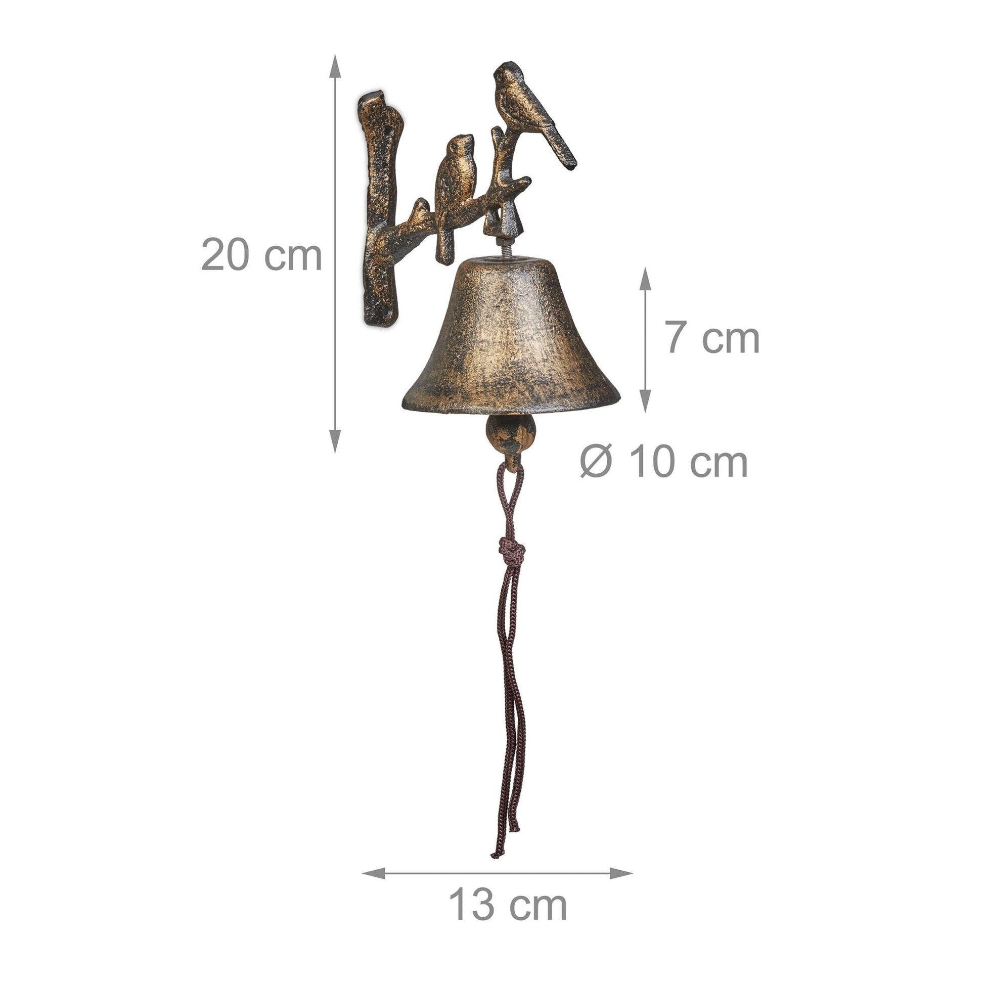 Türglocke Gusseisen Vögel Braun von Relaxdays