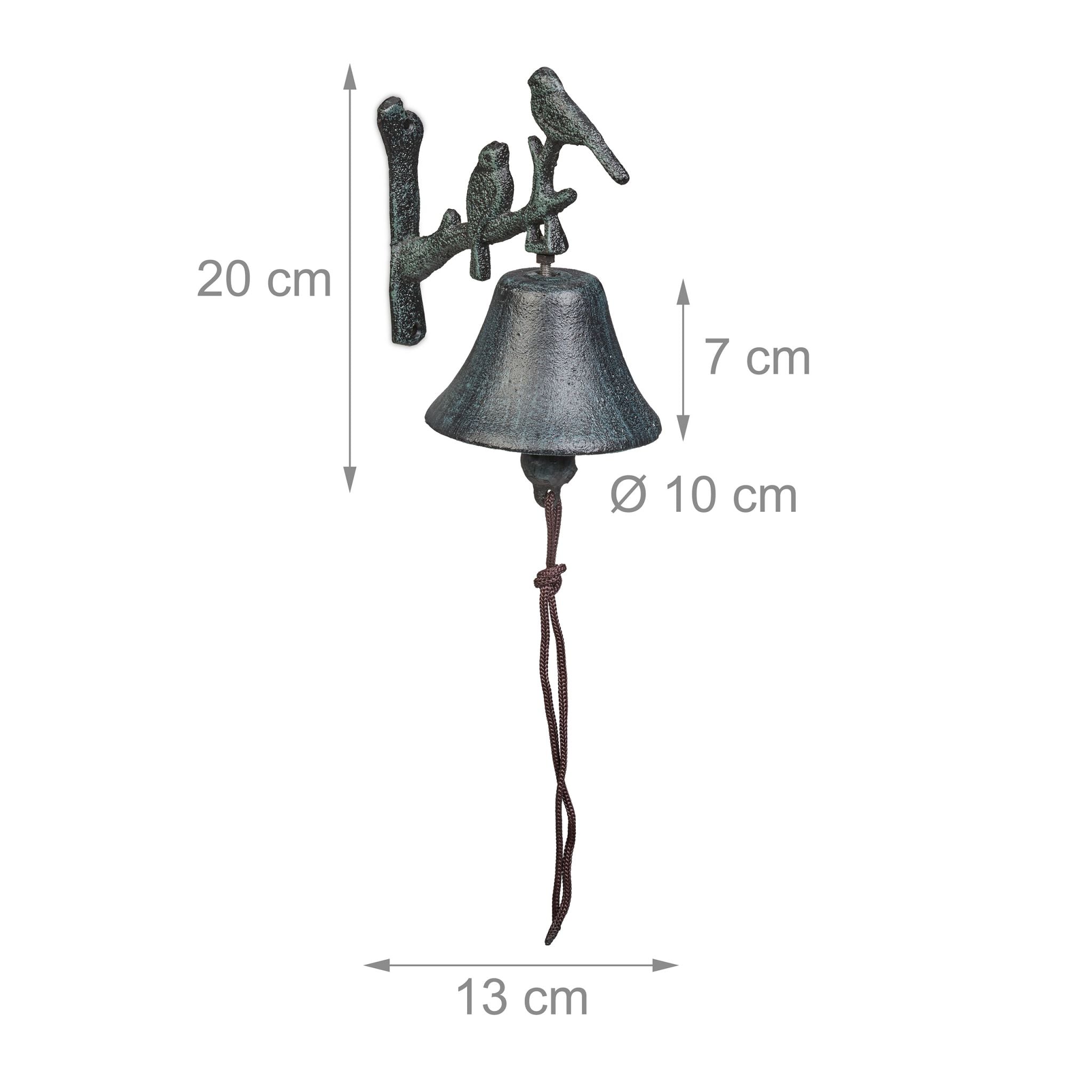 Türglocke Gusseisen Vögel Dunkelgrün-Schwarz von Relaxdays