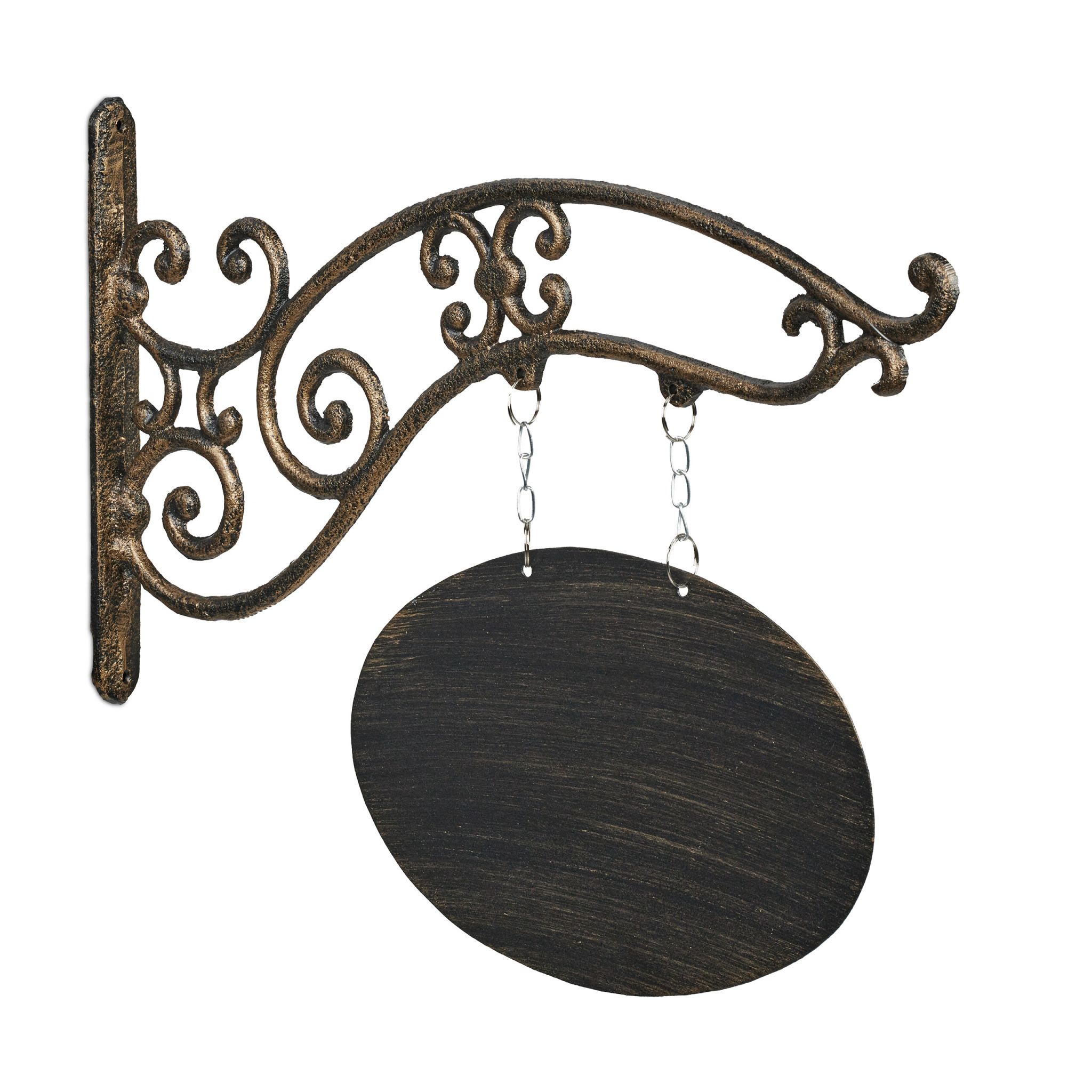 Gusseisen Wandschild zum Beschriften Gold-Schwarz von Relaxdays