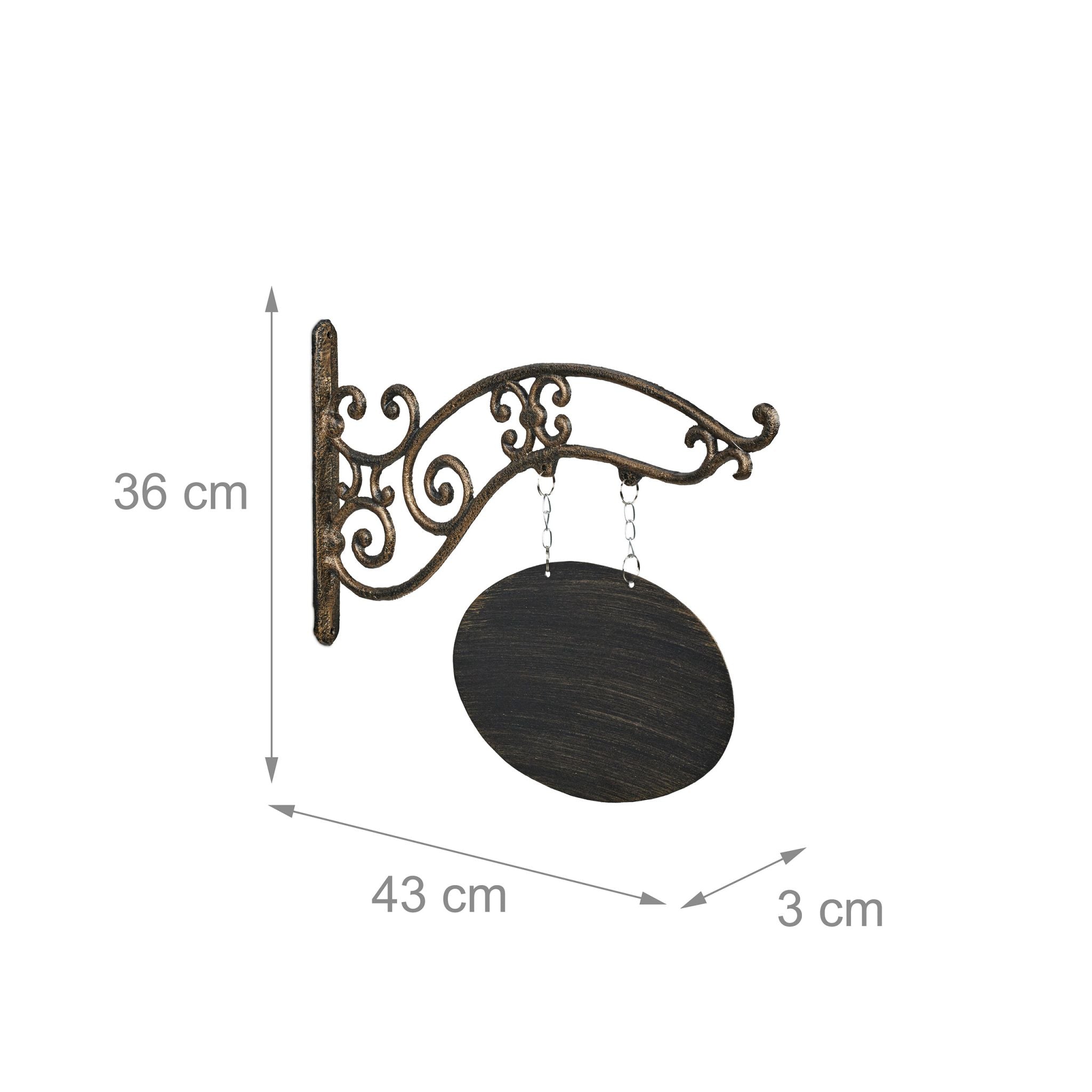 Gusseisen Wandschild zum Beschriften Gold-Schwarz von Relaxdays