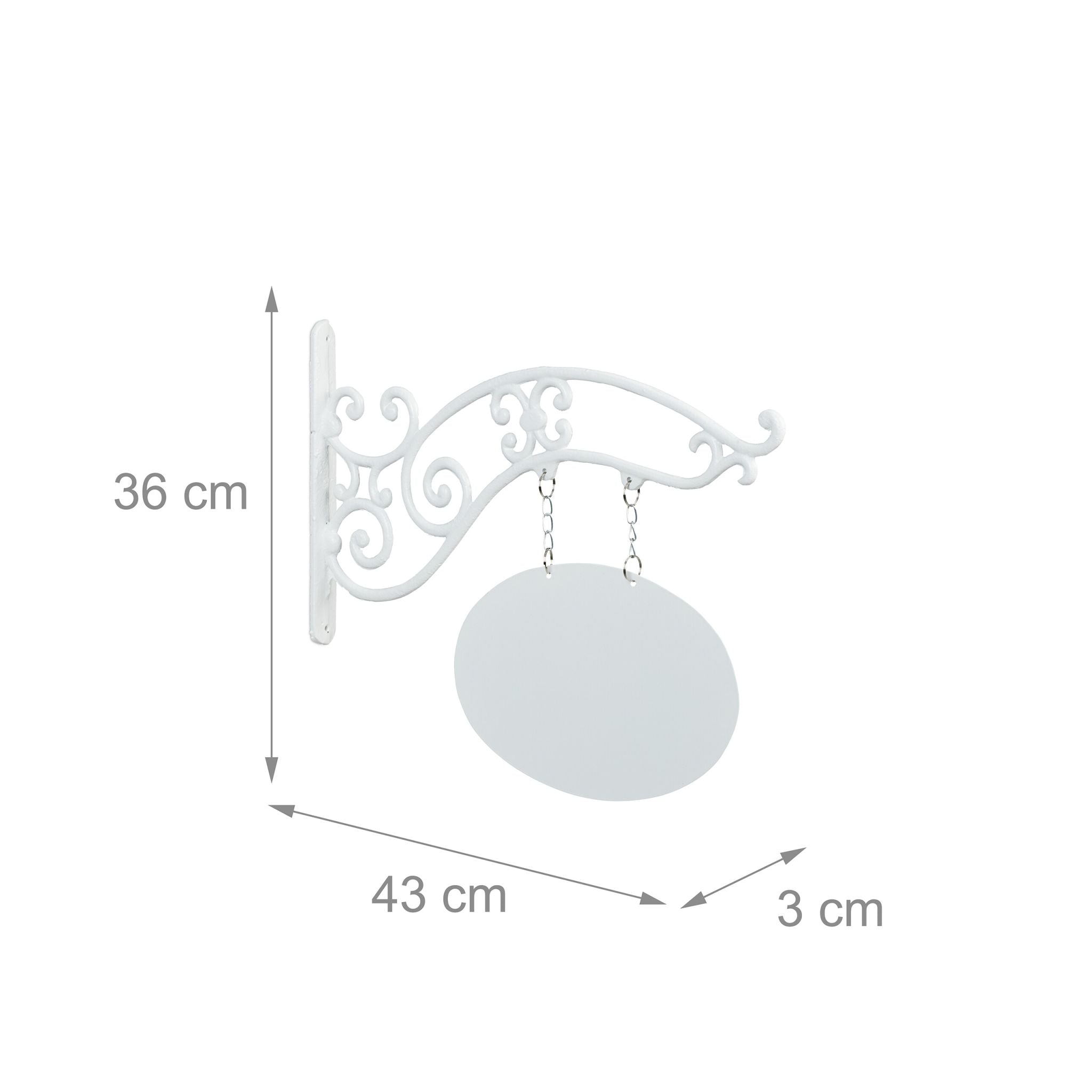 Gusseisen Wandschild zum Beschriften Weiss von Relaxdays
